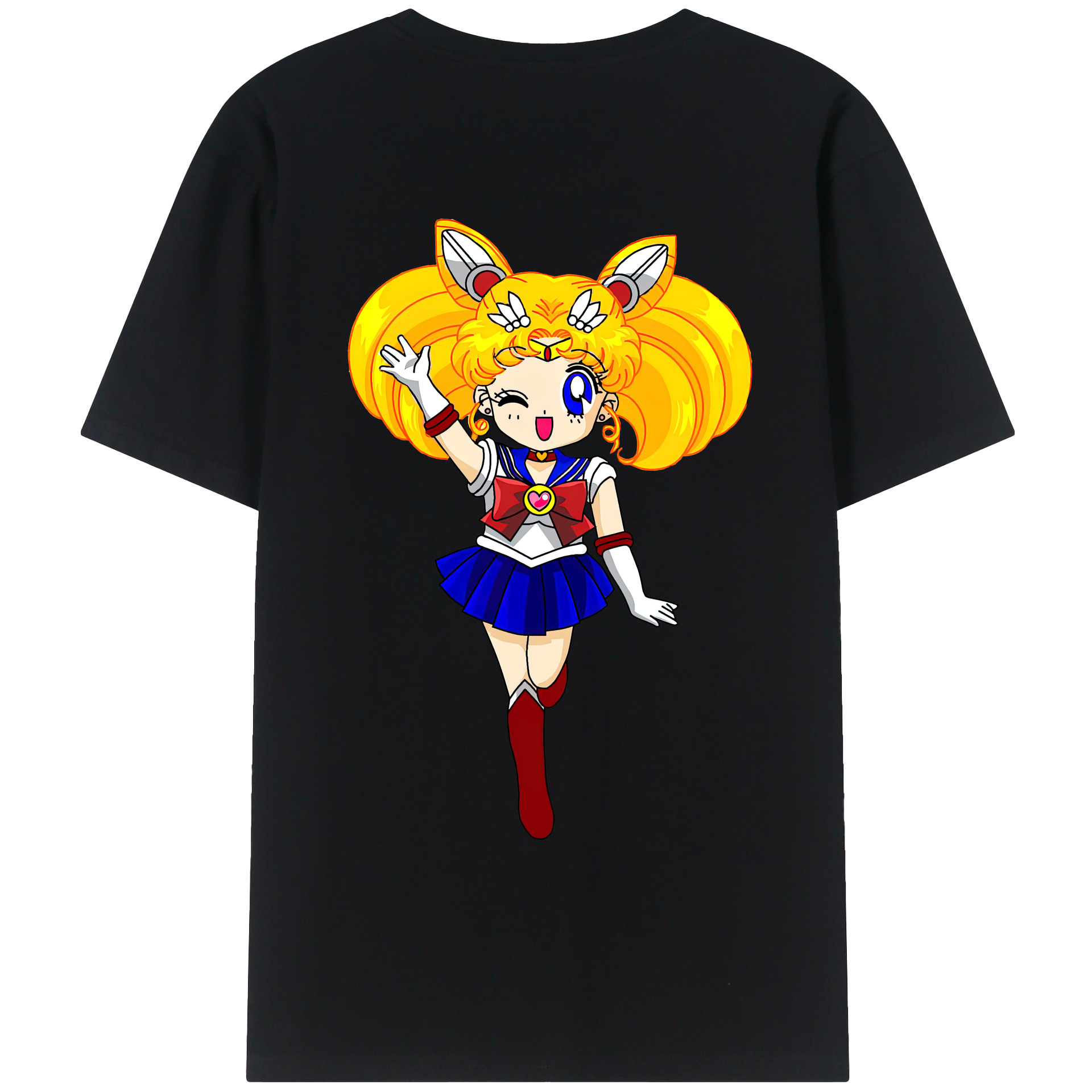 （画像用） 美少女戦士セーラームーン 月野 うさぎ つきの うさぎ Sailor Moon Tsukino Usagi 綿100％ メンズ半袖Tシャツ（バックプリント） 通気性