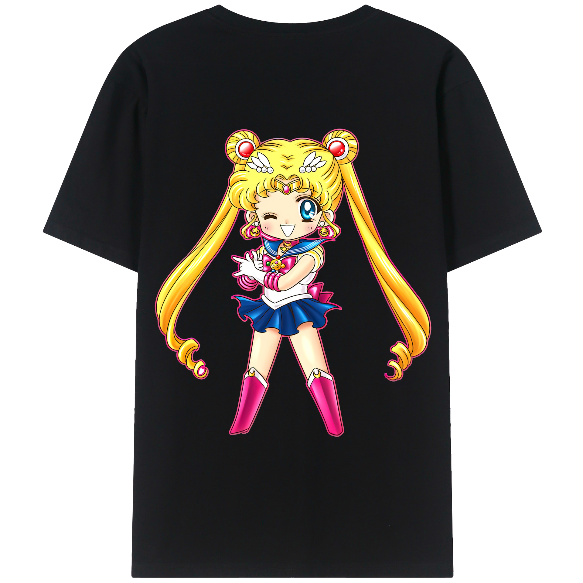 （画像用） 美少女戦士セーラームーン 月野 うさぎ つきの うさぎ Sailor Moon Tsukino Usagi 綿100％ メンズ半袖Tシャツ（バックプリント） 通気性