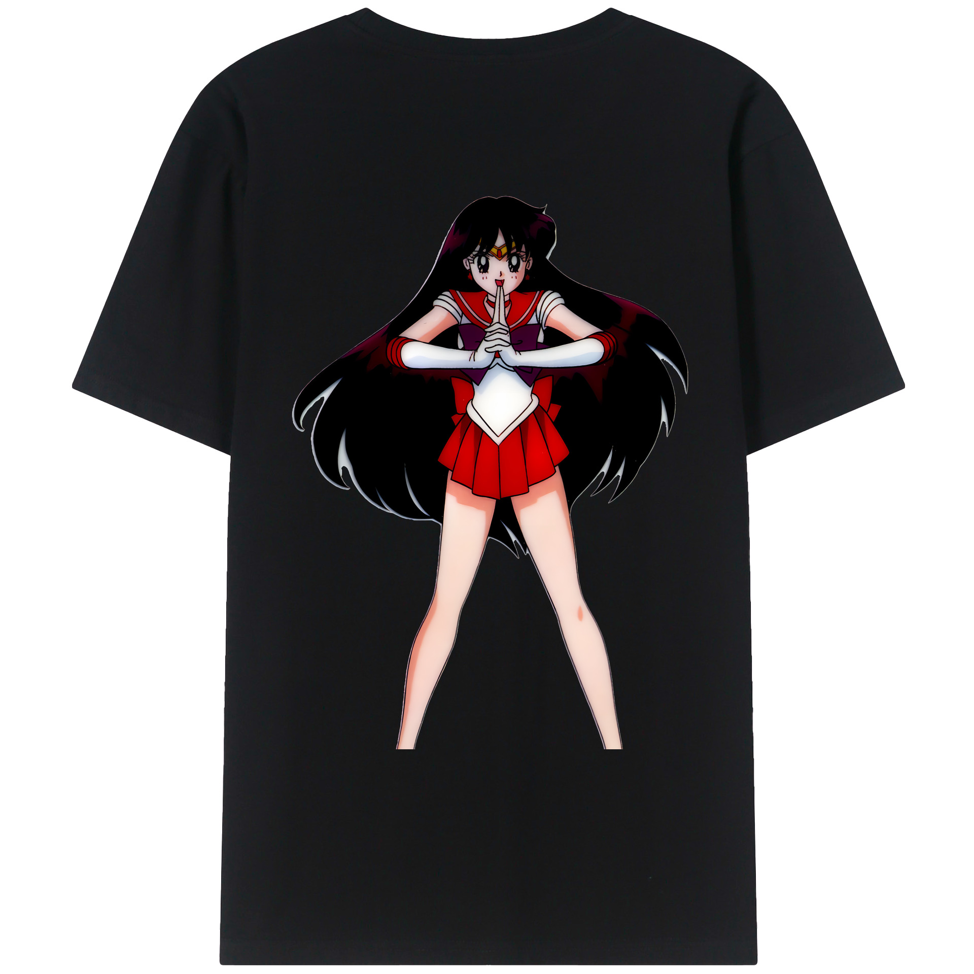 （画像用） 美少女戦士セーラームーン 火野レイ ひの レイ Sailor Moon Hino Rei （セーラーマーズ,Sailor Mars） 綿100％ メンズ半袖Tシャツ（バックプリント） 通気性