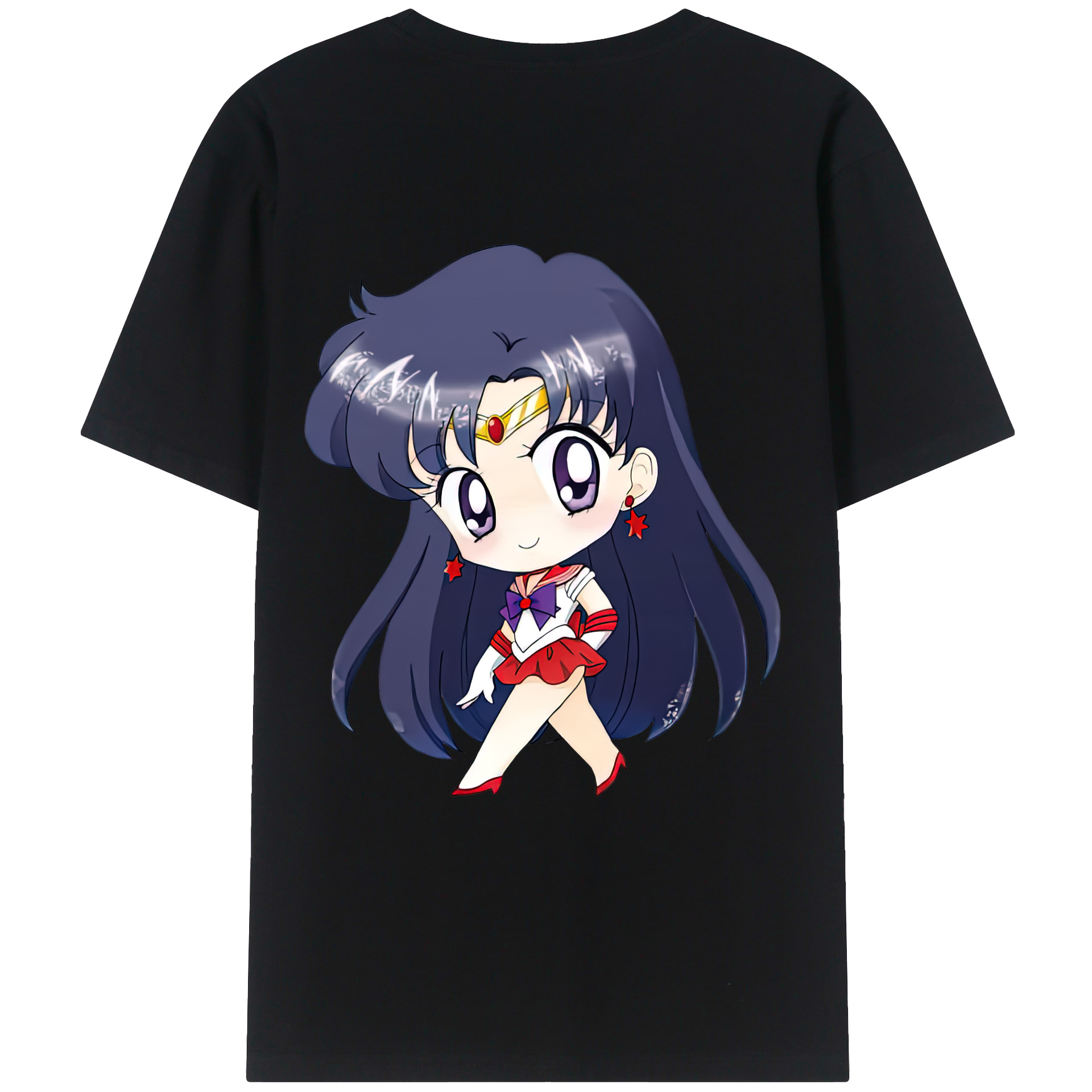 （画像用） 美少女戦士セーラームーン 火野レイ ひの レイ Sailor Moon Hino Rei （セーラーマーズ,Sailor Mars） 綿100％ メンズ半袖Tシャツ（バックプリント） 通気性
