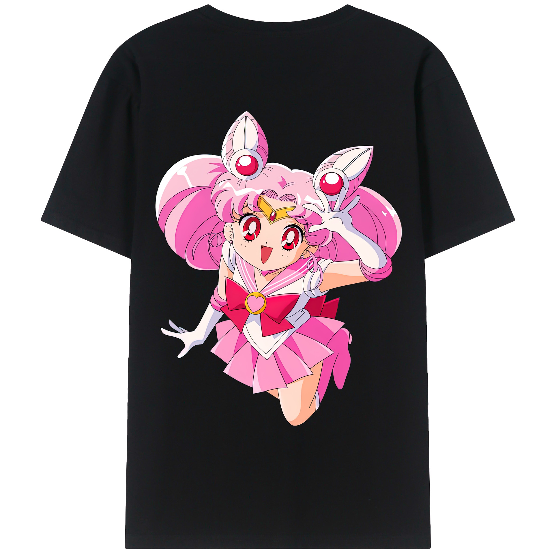 （画像用） 美少女戦士セーラームーン ちびうさ Sailor Moon Chibiusa Tsukino Usagi Small Lady Serenity 綿100％ メンズ半袖Tシャツ（バックプリント） 通気性