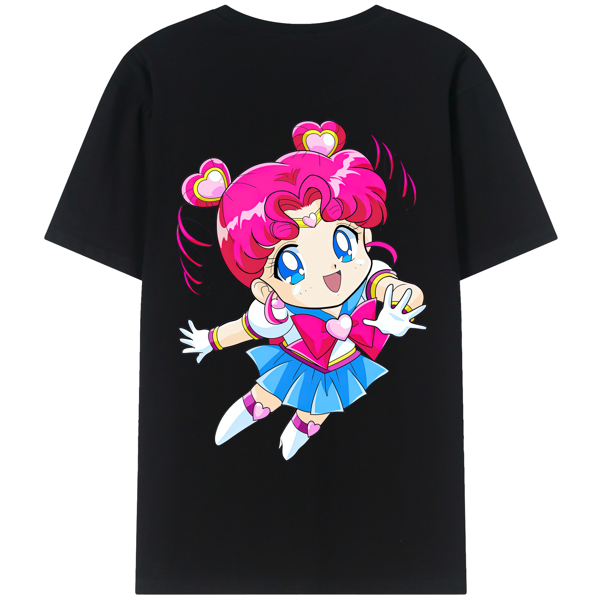 （画像用） 美少女戦士セーラームーン ちびうさ Sailor Moon Chibiusa Tsukino Usagi Small Lady Serenity 綿100％ メンズ半袖Tシャツ（バックプリント） 通気性