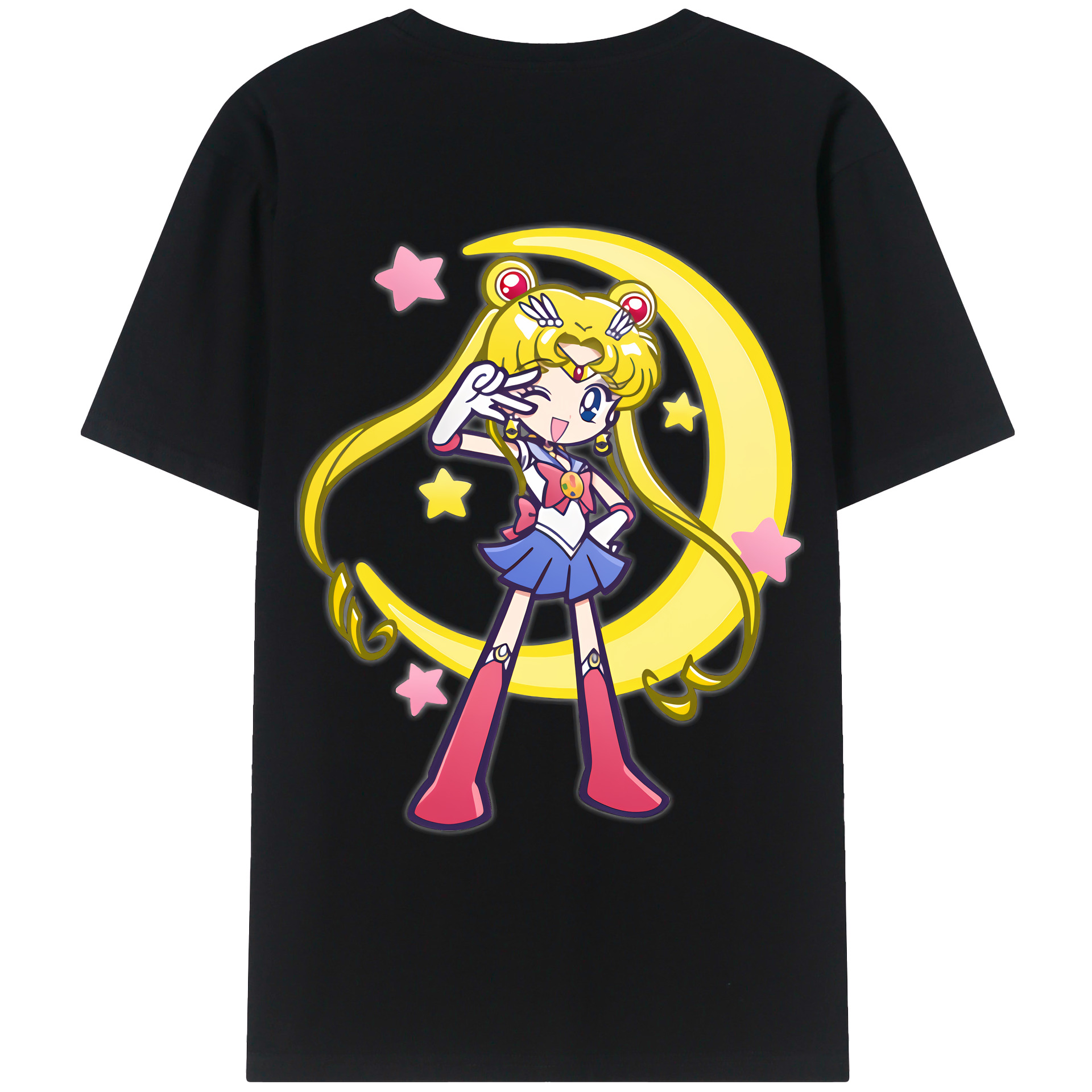 （画像用） 美少女戦士セーラームーン 月野 うさぎ つきの うさぎ Sailor Moon Tsukino Usagi 綿100％ メンズ半袖Tシャツ（バックプリント） 通気性