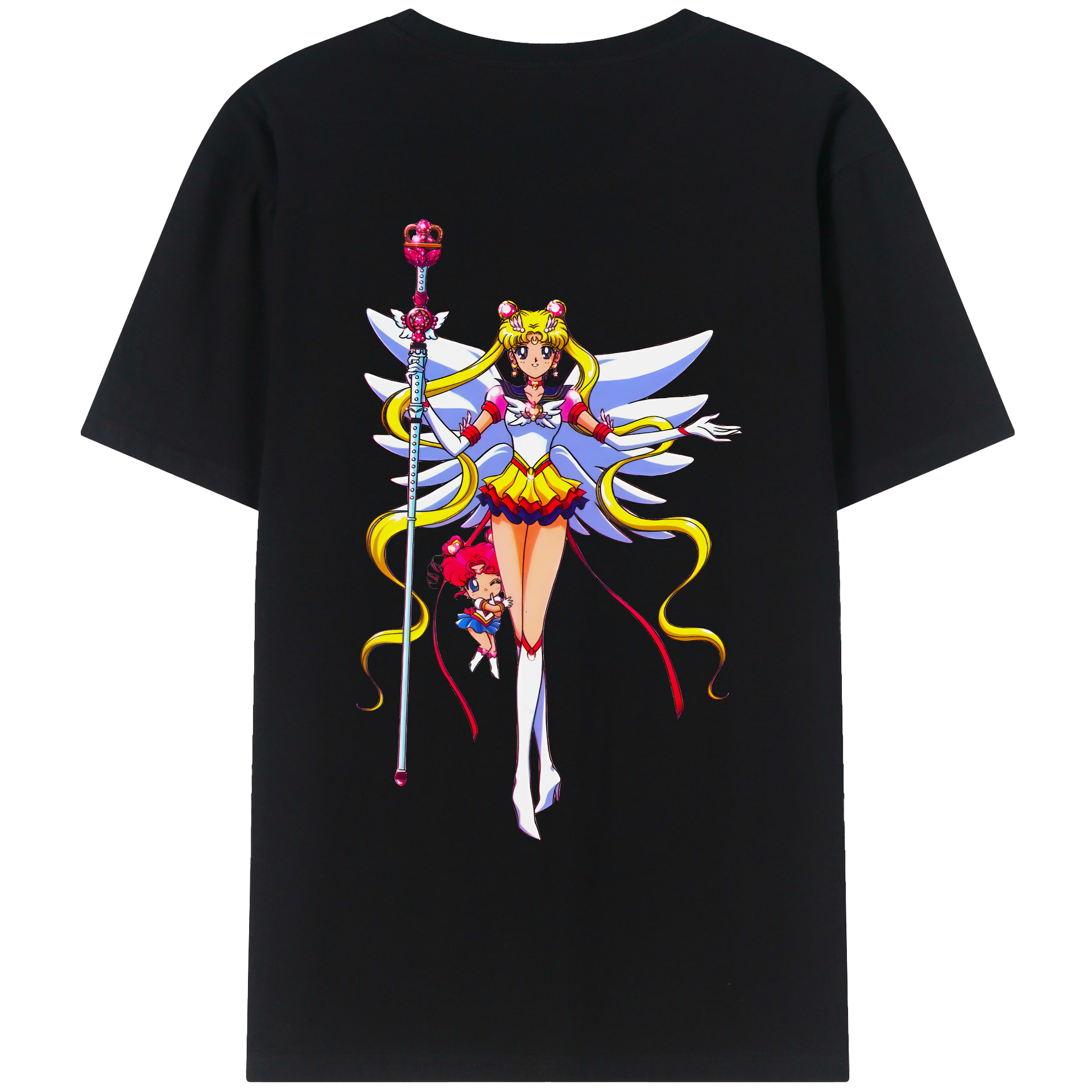 （画像用） 美少女戦士セーラームーン 月野 うさぎ つきの うさぎ Sailor Moon Tsukino Usagi 綿100％ メンズ半袖Tシャツ（バックプリント） 通気性