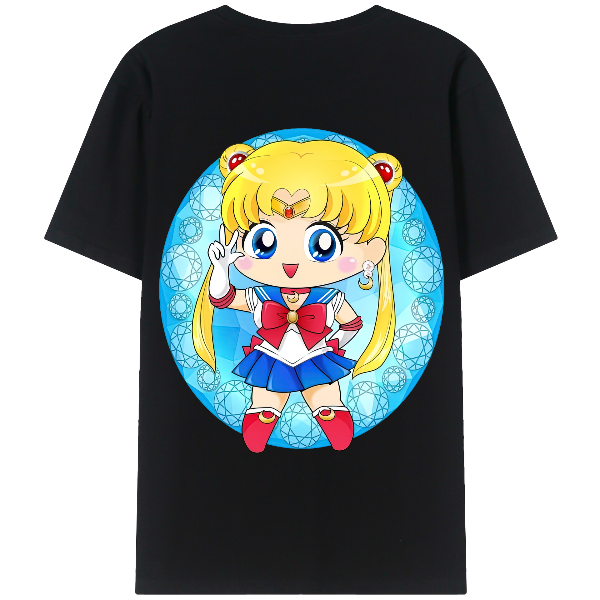 （画像用） 美少女戦士セーラームーン 月野 うさぎ つきの うさぎ Sailor Moon Tsukino Usagi 綿100％ メンズ半袖Tシャツ（バックプリント） 通気性