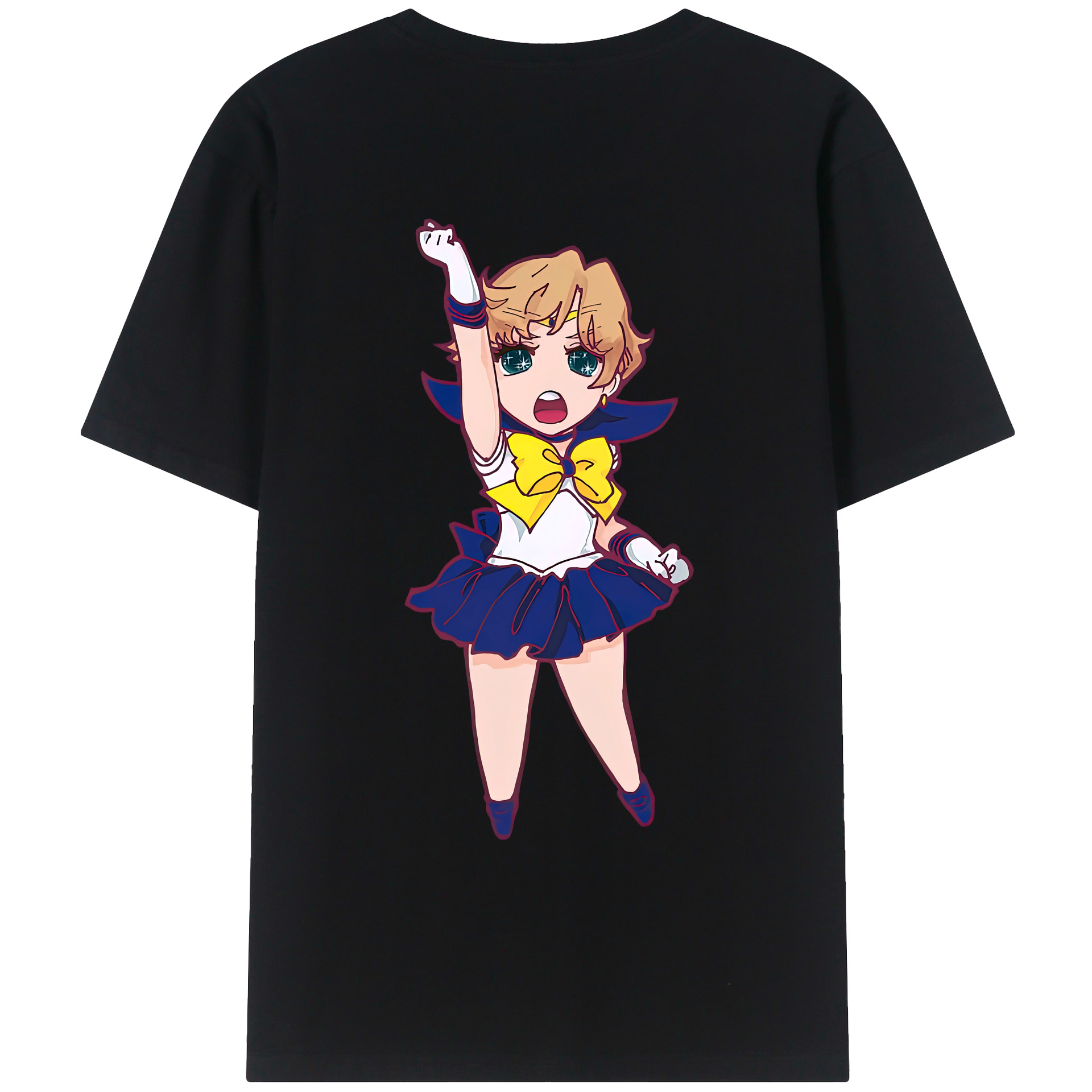 （画像用） 美少女戦士セーラームーン 天王はるか Sailor Moon Tenoh Haruka 綿100％ メンズ半袖Tシャツ（バックプリント） 通気性