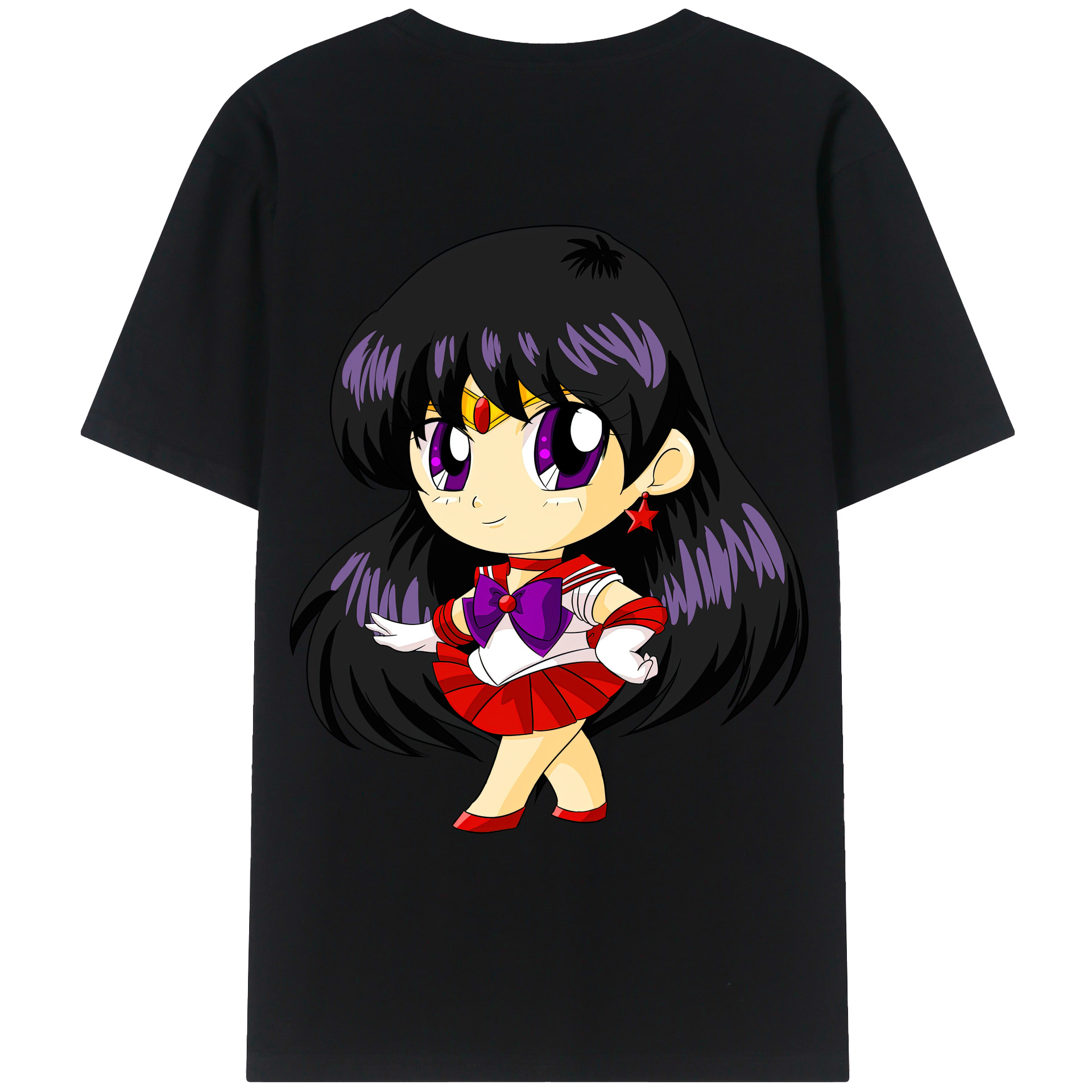 （画像用） 美少女戦士セーラームーン 火野レイ ひの レイ Sailor Moon Hino Rei （セーラーマーズ,Sailor Mars） 綿100％ メンズ半袖Tシャツ（バックプリント） 通気性