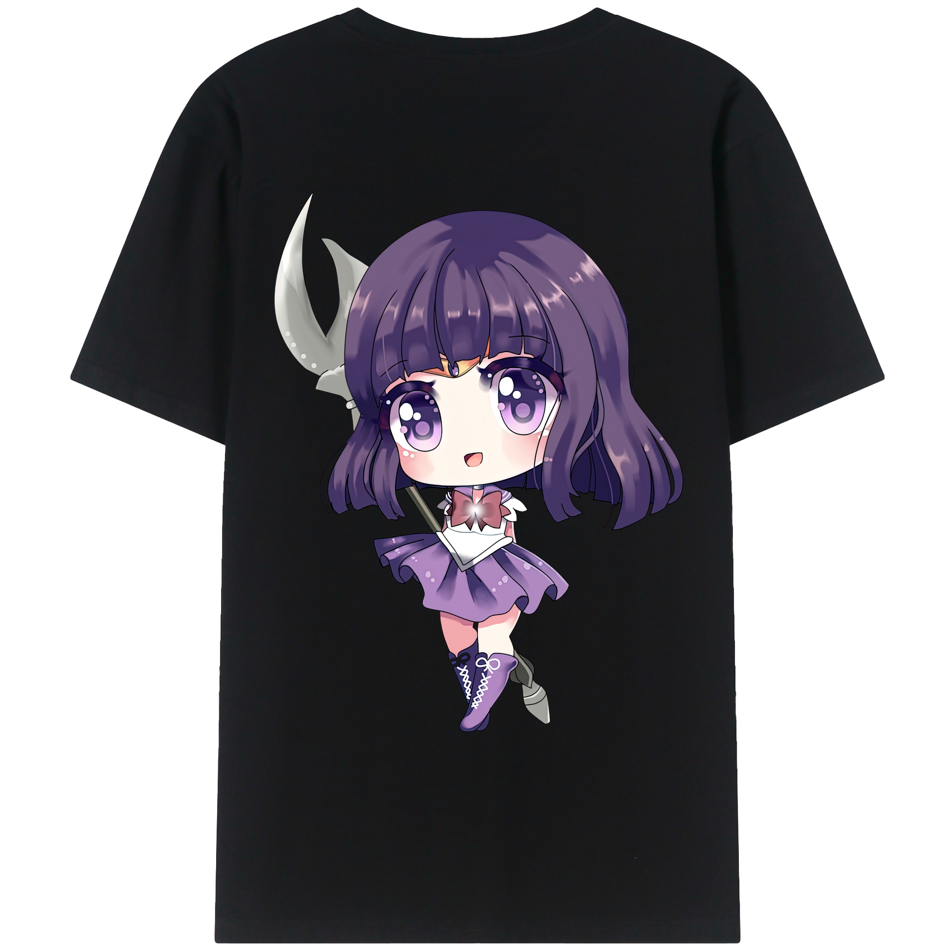 （画像用） 美少女戦士セーラームーン 土萠ほたる Sailor Moon Tomoe Hotaru （セーラーサターン；Sailor Saturn） 綿100％ メンズ半袖Tシャツ（バックプリント） 通気性