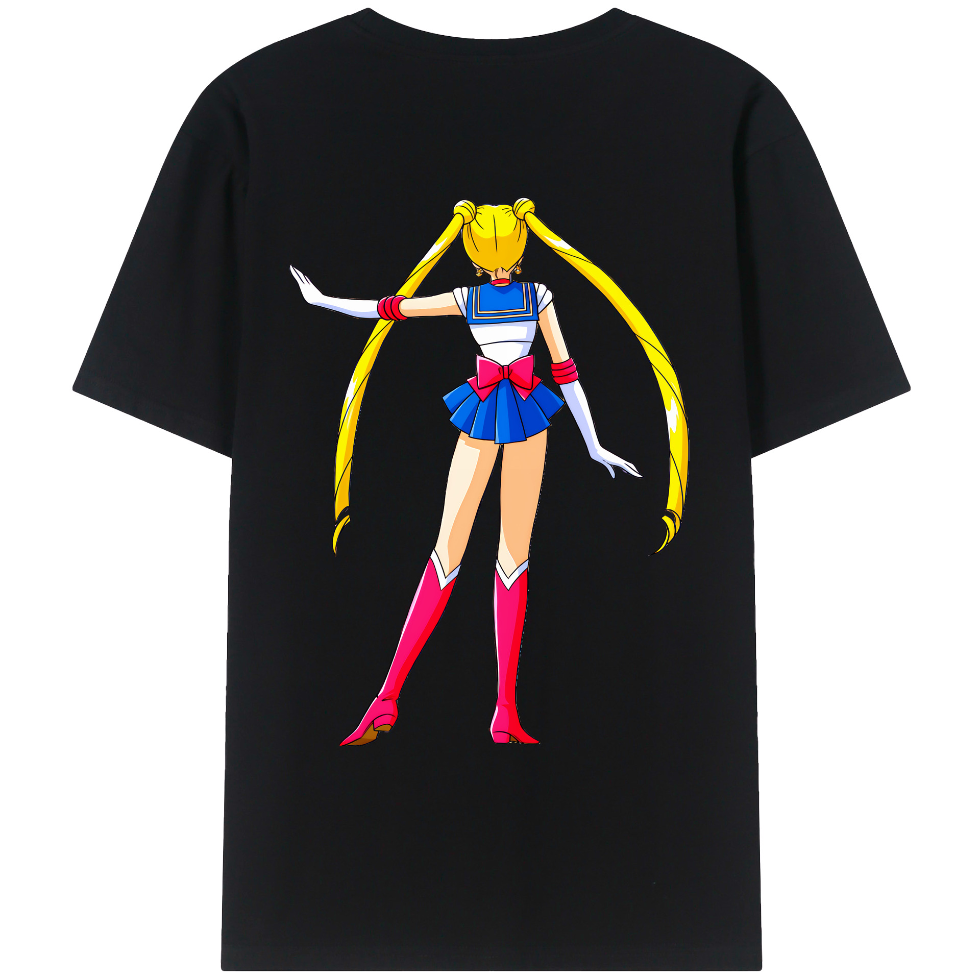 （画像用） 美少女戦士セーラームーン 月野 うさぎ つきの うさぎ Sailor Moon Tsukino Usagi 綿100％ メンズ半袖Tシャツ（バックプリント） 通気性