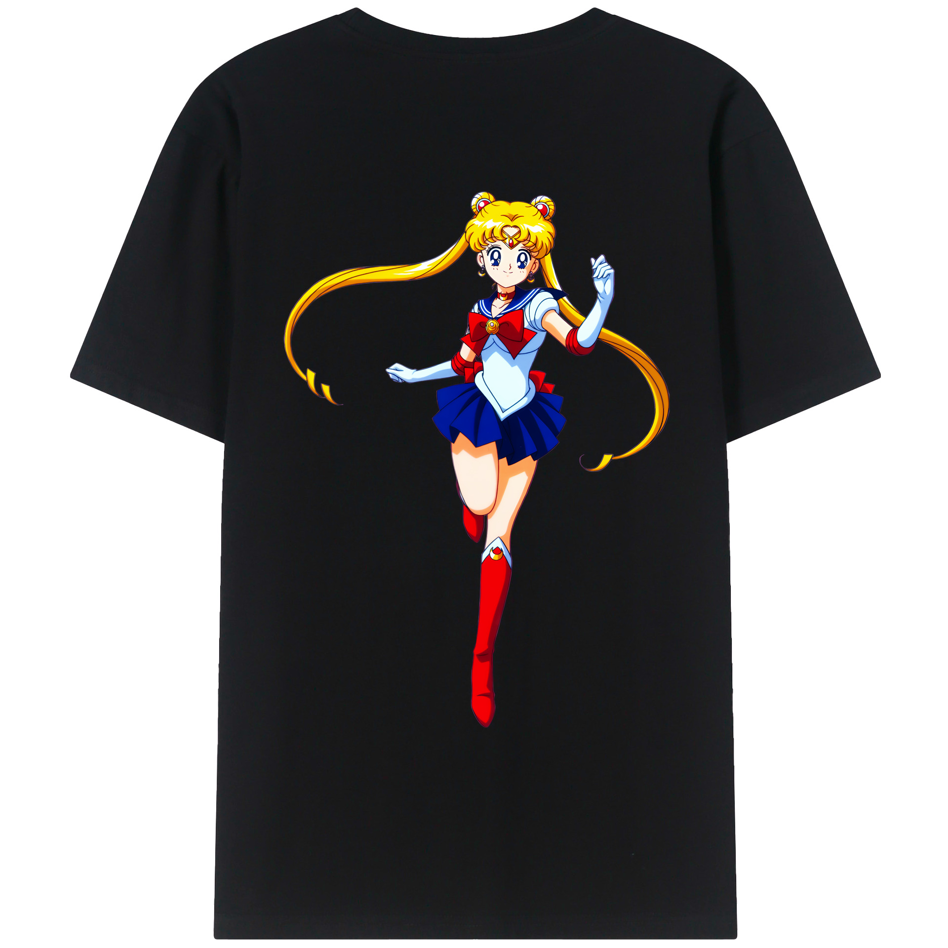 （画像用） 美少女戦士セーラームーン 月野 うさぎ つきの うさぎ Sailor Moon Tsukino Usagi 綿100％ メンズ半袖Tシャツ（バックプリント） 通気性