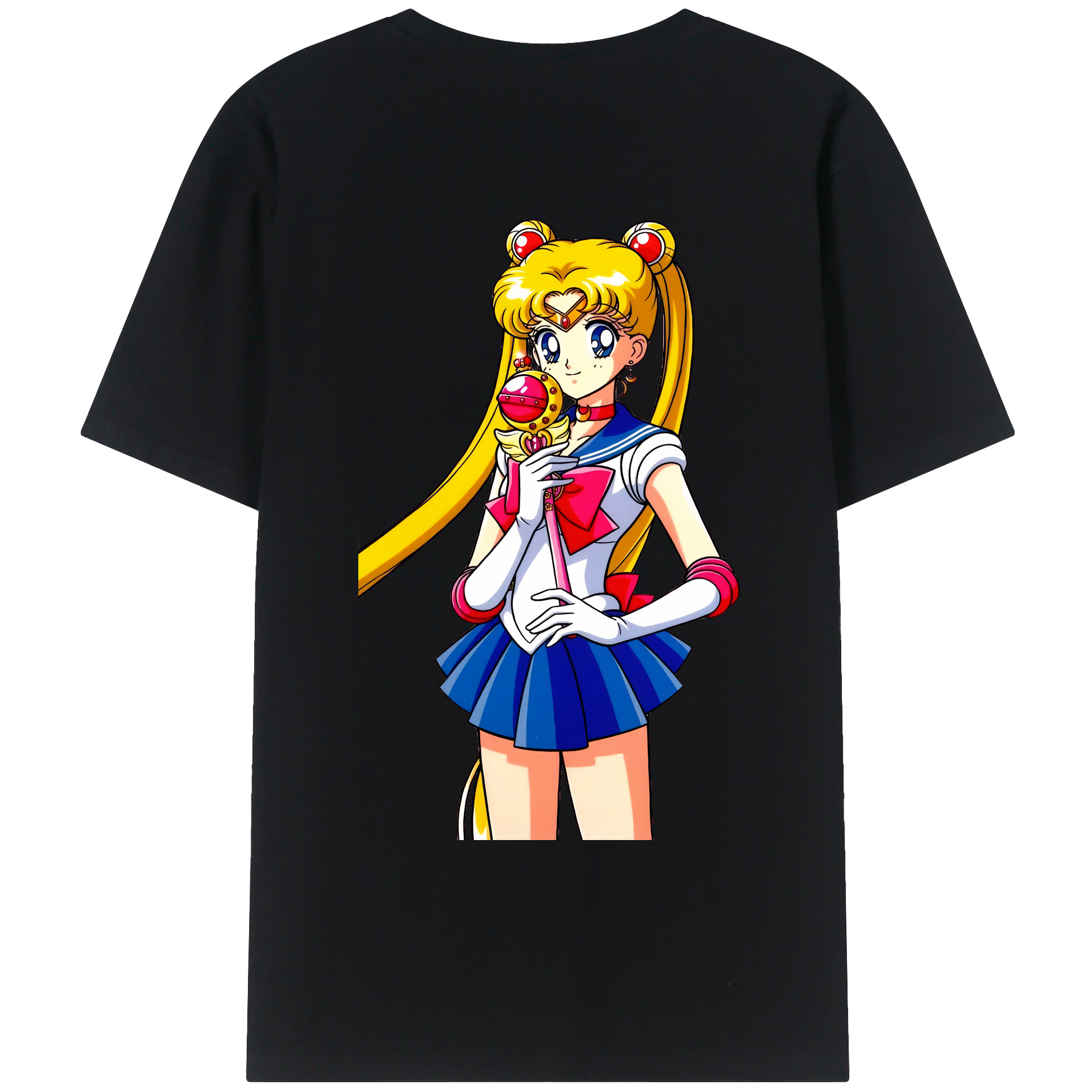 （画像用） 美少女戦士セーラームーン 月野 うさぎ つきの うさぎ Sailor Moon Tsukino Usagi 綿100％ メンズ半袖Tシャツ（バックプリント） 通気性
