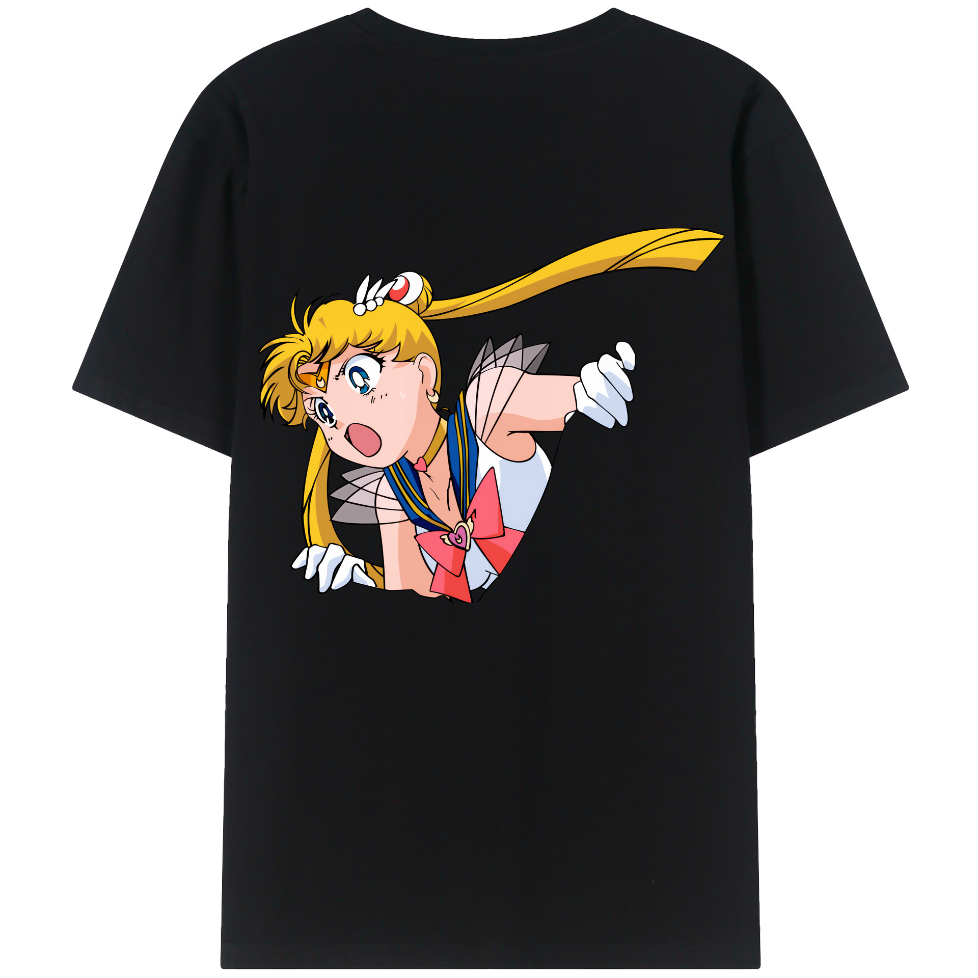 （画像用） 美少女戦士セーラームーン 月野 うさぎ つきの うさぎ Sailor Moon Tsukino Usagi 綿100％ メンズ半袖Tシャツ（バックプリント） 通気性