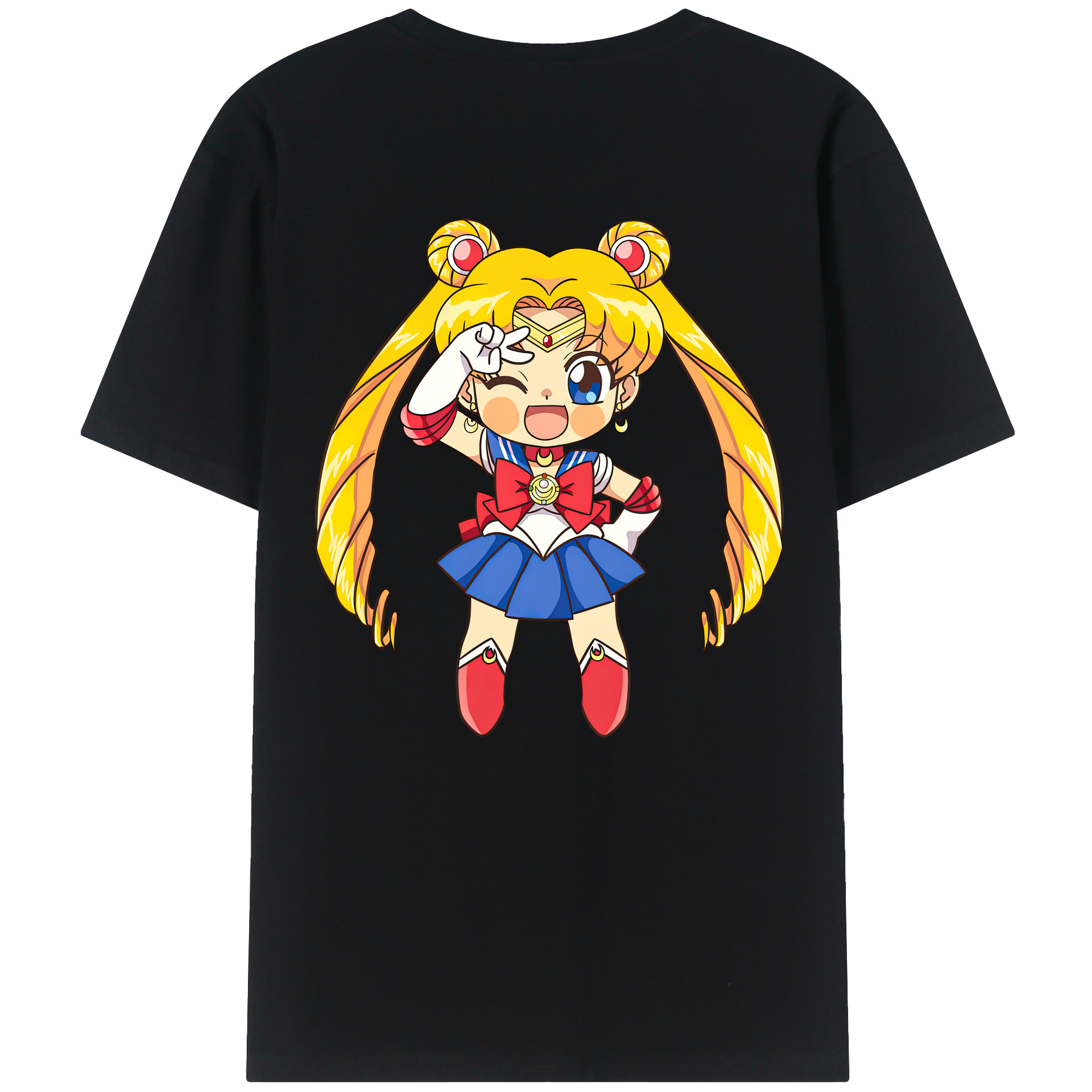 （画像用） 美少女戦士セーラームーン 月野 うさぎ つきの うさぎ Sailor Moon Tsukino Usagi 綿100％ メンズ半袖Tシャツ（バックプリント） 通気性