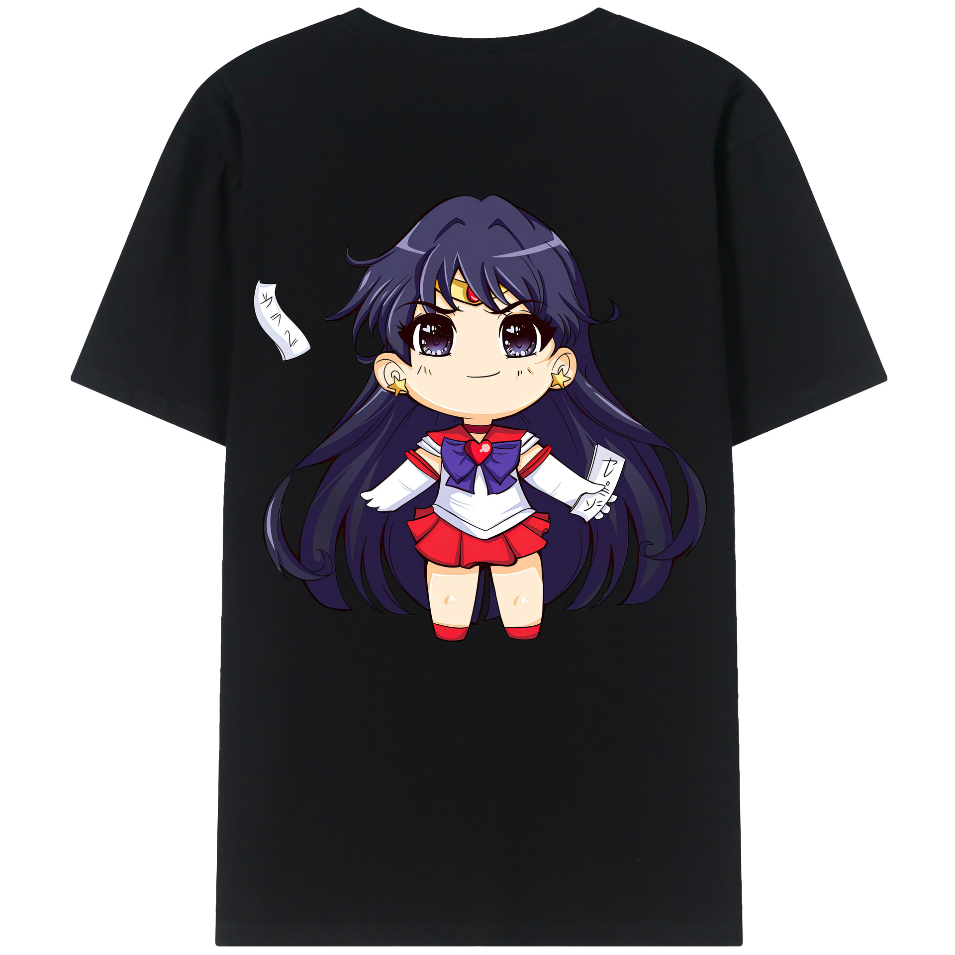 （画像用） 美少女戦士セーラームーン 火野レイ ひの レイ Sailor Moon Hino Rei （セーラーマーズ,Sailor Mars） 綿100％ メンズ半袖Tシャツ（バックプリント） 通気性