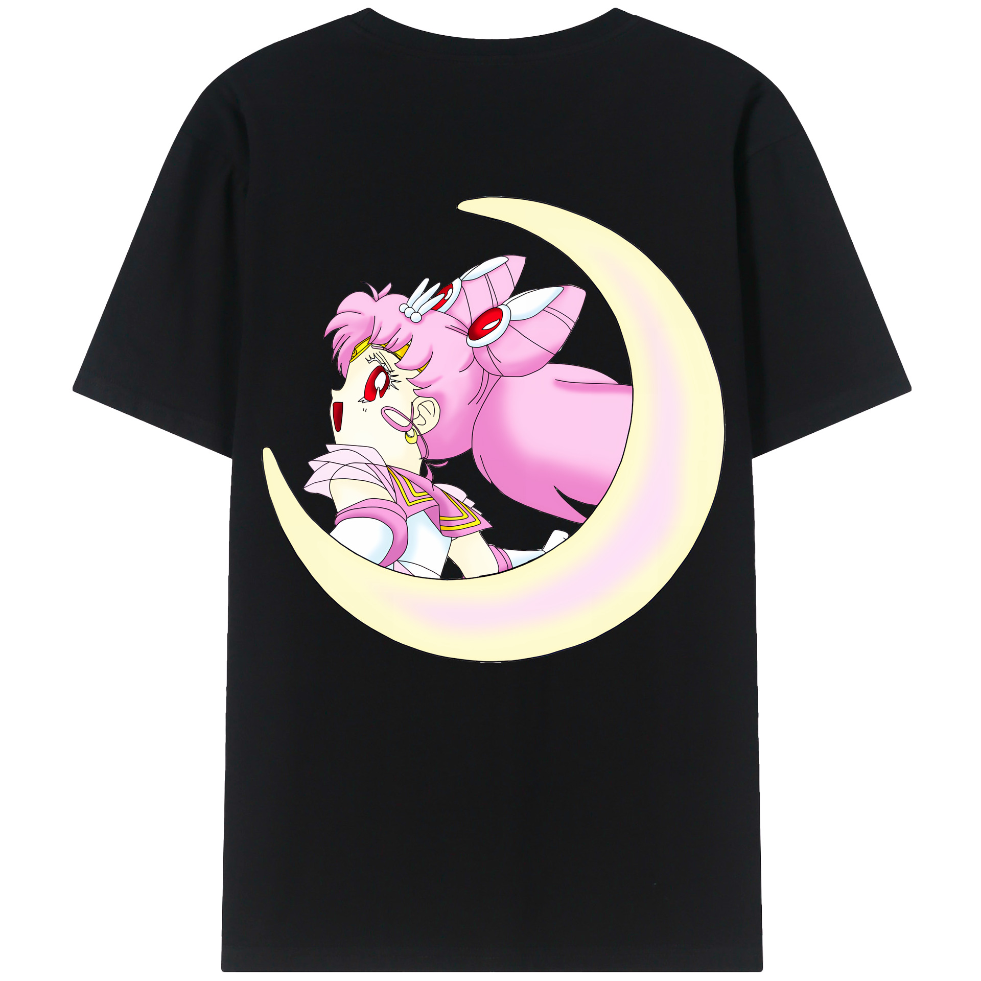 （画像用） 美少女戦士セーラームーン ちびうさ Sailor Moon Chibiusa Tsukino Usagi Small Lady Serenity 綿100％ メンズ半袖Tシャツ（バックプリント） 通気性