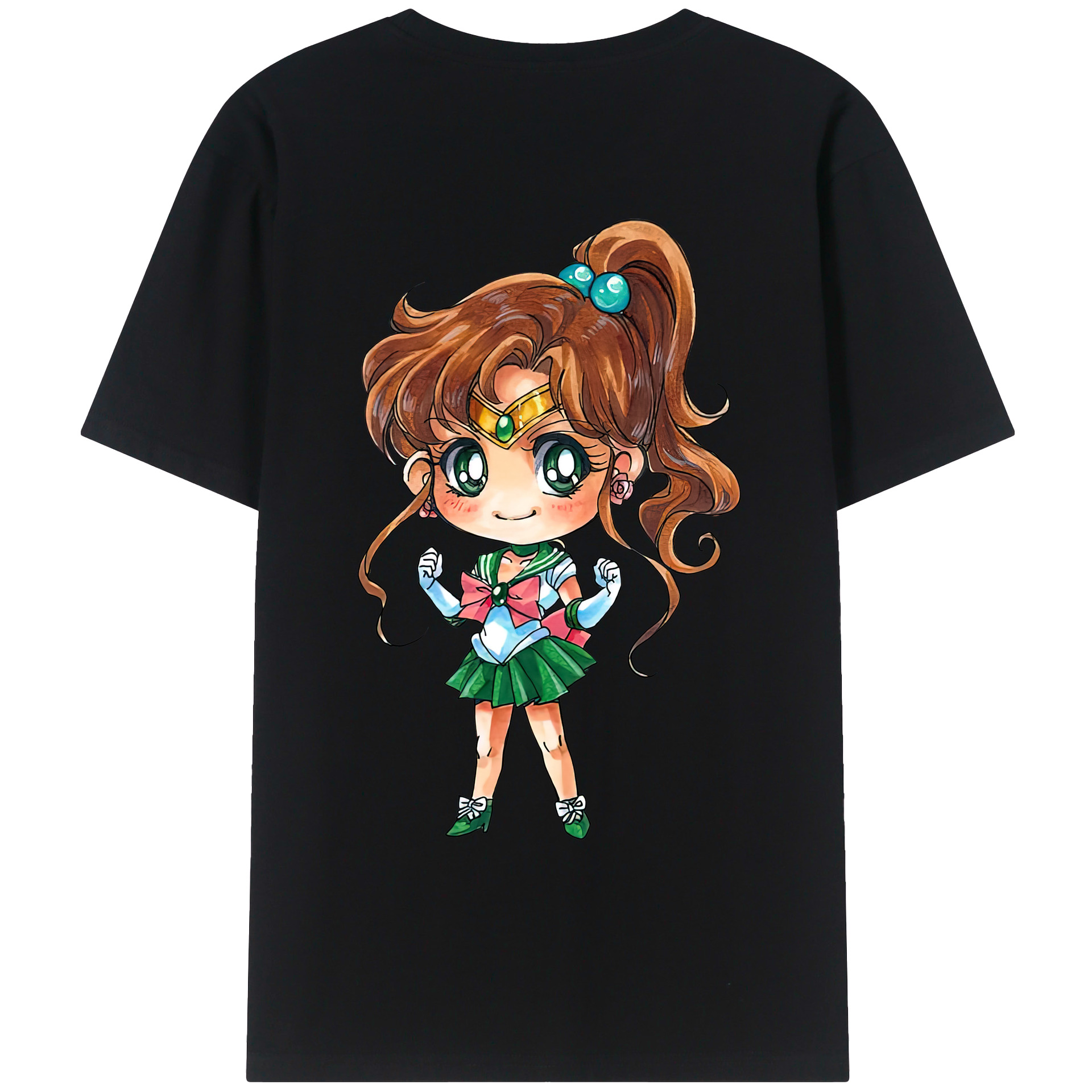（画像用） 美少女戦士セーラームーン 木野 まこと きの まこと Sailor Moon Kino Makoto （セーラージュピター；Sailor Jupiter） 綿100％ メンズ半袖Tシャツ（バックプリント） 通気性