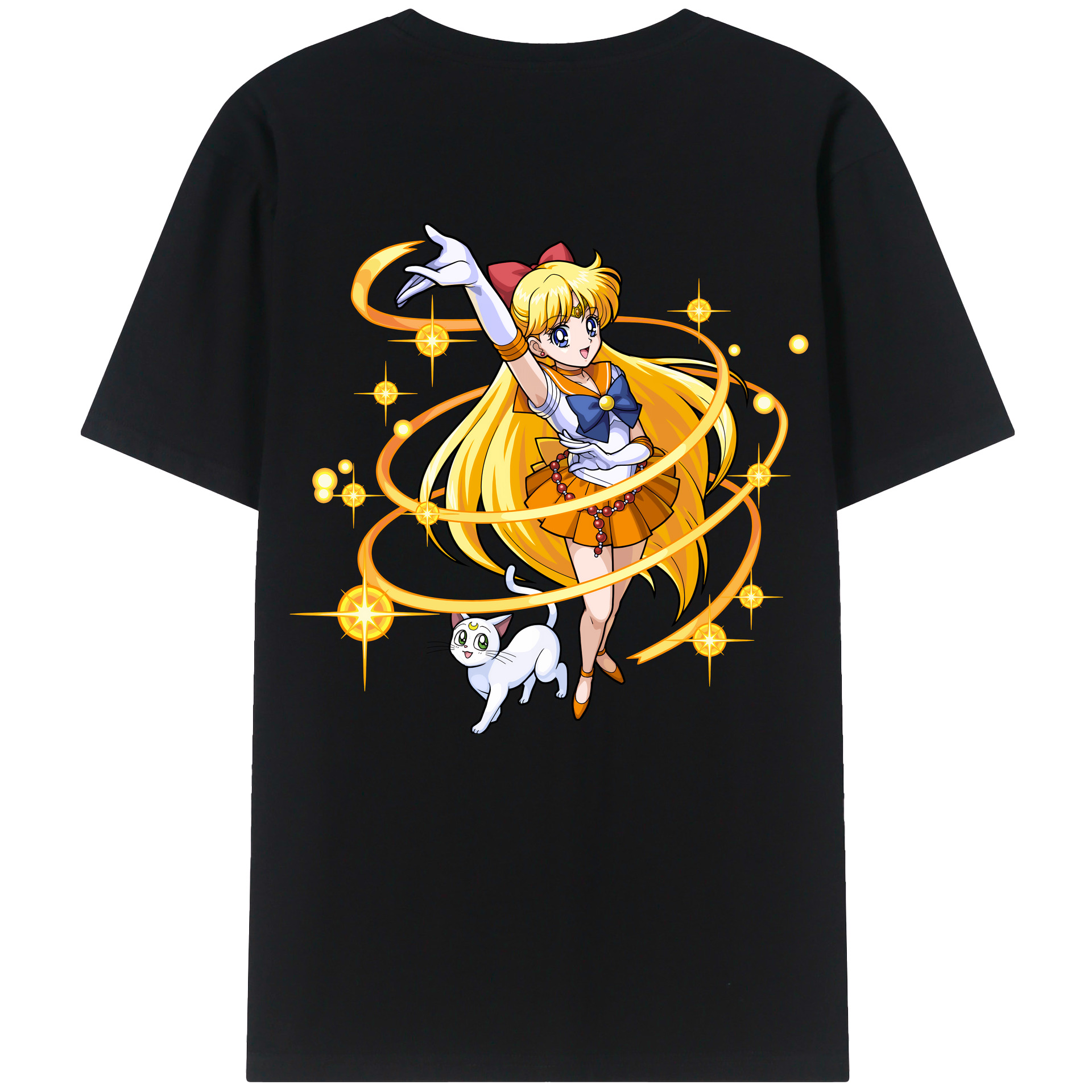 （画像用） 美少女戦士セーラームーン 愛野 美奈子 あいの みなこ Sailor Moon Aino Minako 綿100％ メンズ半袖Tシャツ（バックプリント） 通気性