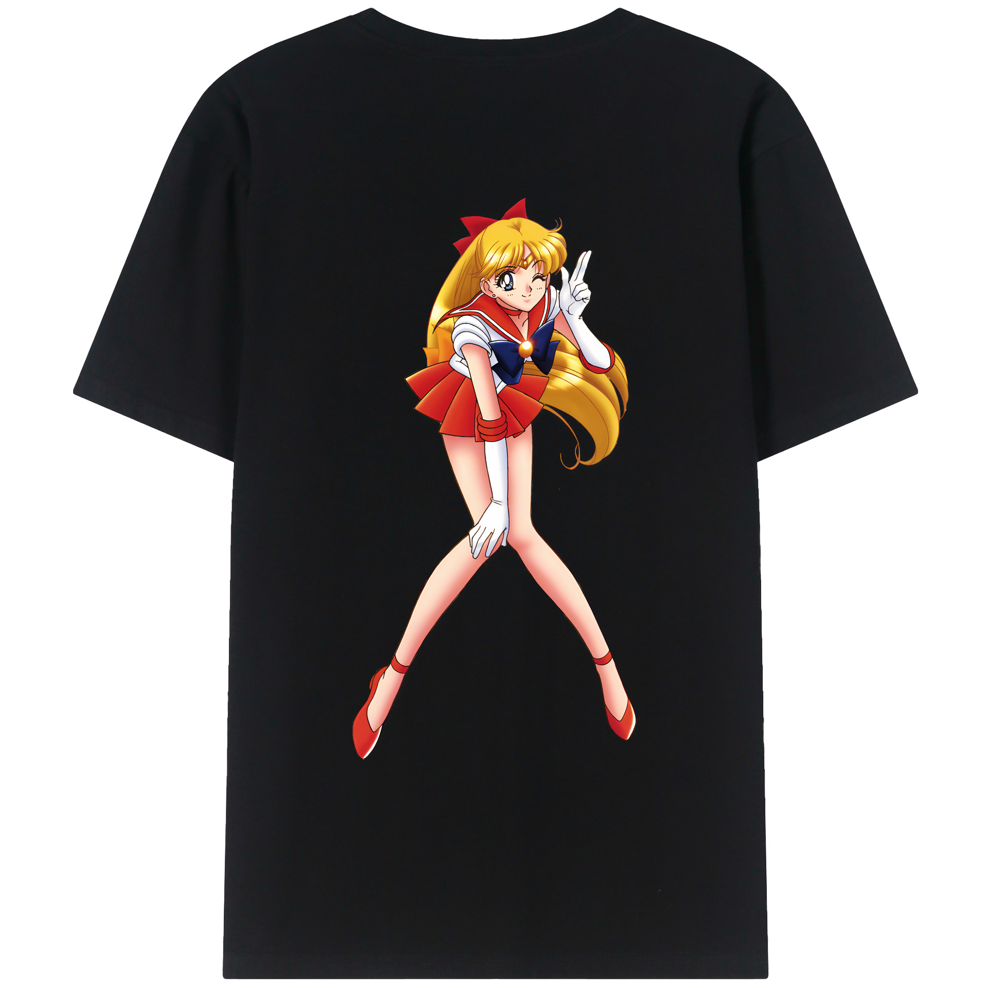 （画像用） 美少女戦士セーラームーン 愛野 美奈子 あいの みなこ Sailor Moon Aino Minako 綿100％ メンズ半袖Tシャツ（バックプリント） 通気性