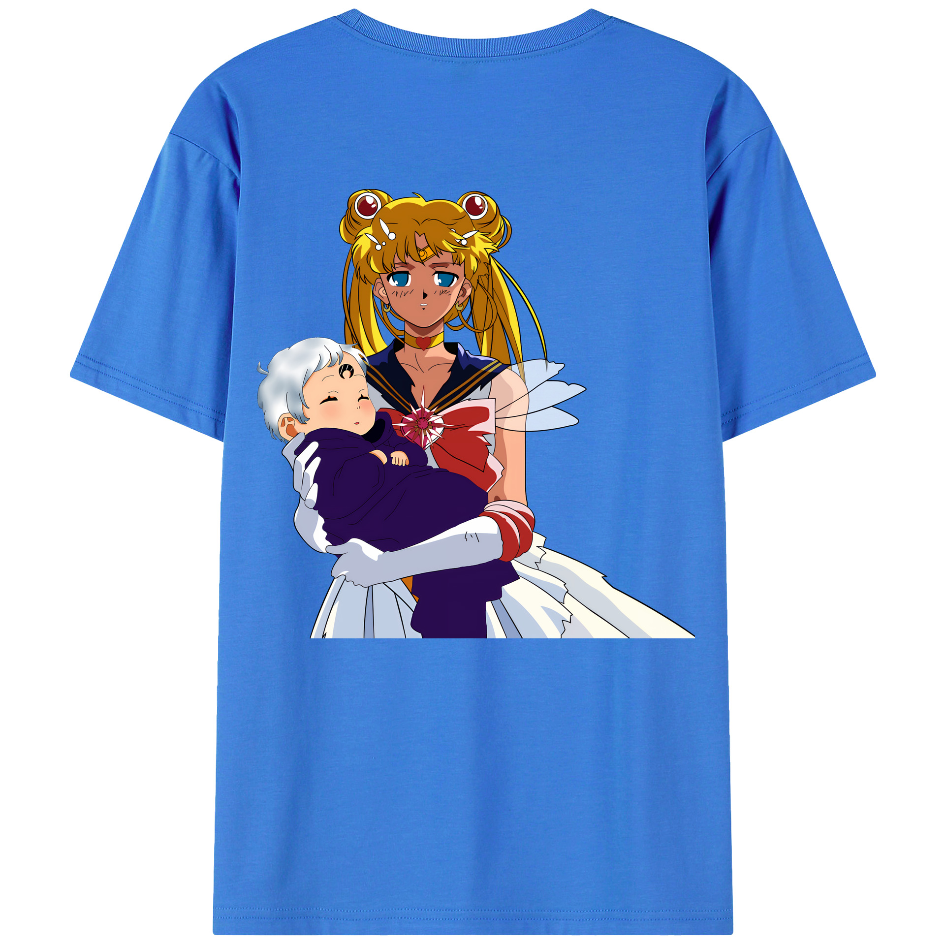 （画像用） 美少女戦士セーラームーン 月野 うさぎ つきの うさぎ Sailor Moon Tsukino Usagi 綿100％ メンズ半袖Tシャツ（バックプリント） 通気性