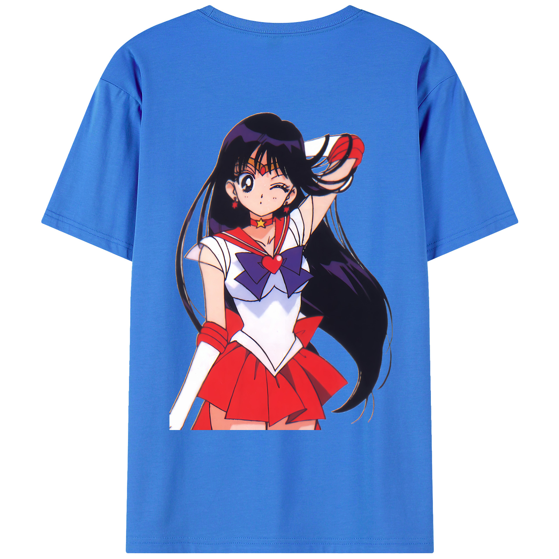 （画像用） 美少女戦士セーラームーン 火野レイ ひの レイ Sailor Moon Hino Rei （セーラーマーズ,Sailor Mars） 綿100％ メンズ半袖Tシャツ（バックプリント） 通気性
