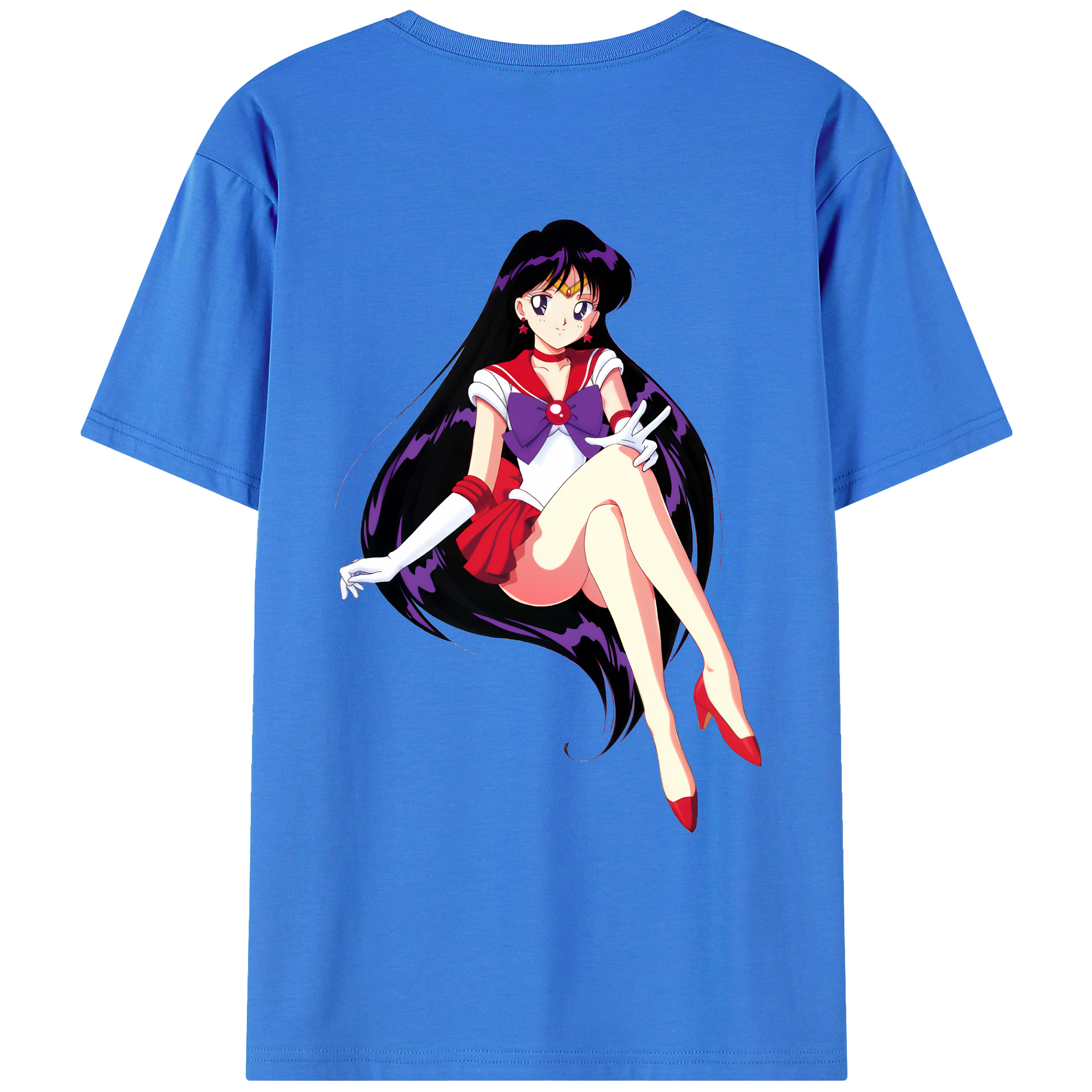 （画像用） 美少女戦士セーラームーン 火野レイ ひの レイ Sailor Moon Hino Rei （セーラーマーズ,Sailor Mars） 綿100％ メンズ半袖Tシャツ（バックプリント） 通気性