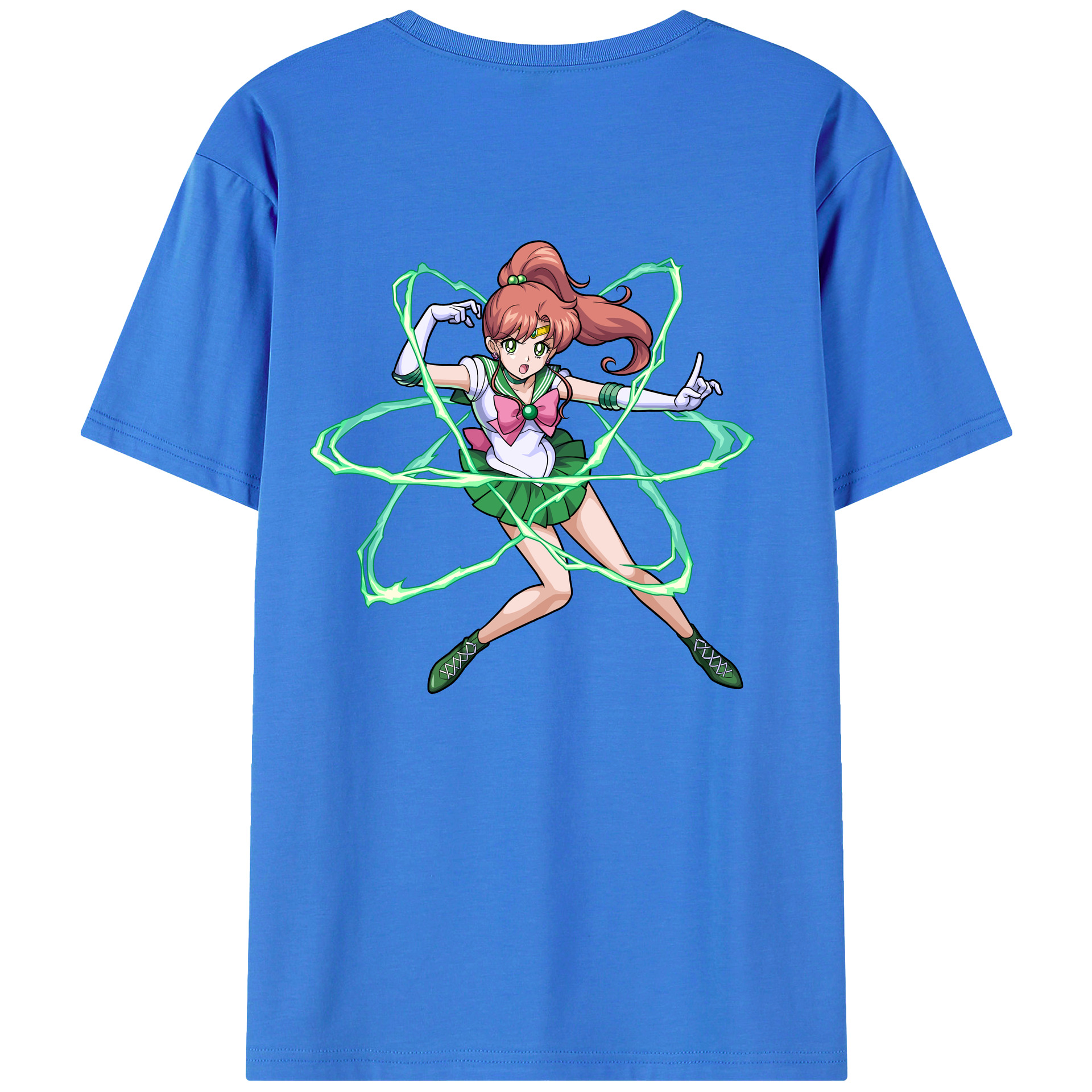（画像用） 美少女戦士セーラームーン 木野 まこと きの まこと Sailor Moon Kino Makoto （セーラージュピター；Sailor Jupiter） 綿100％ メンズ半袖Tシャツ（バックプリント） 通気性