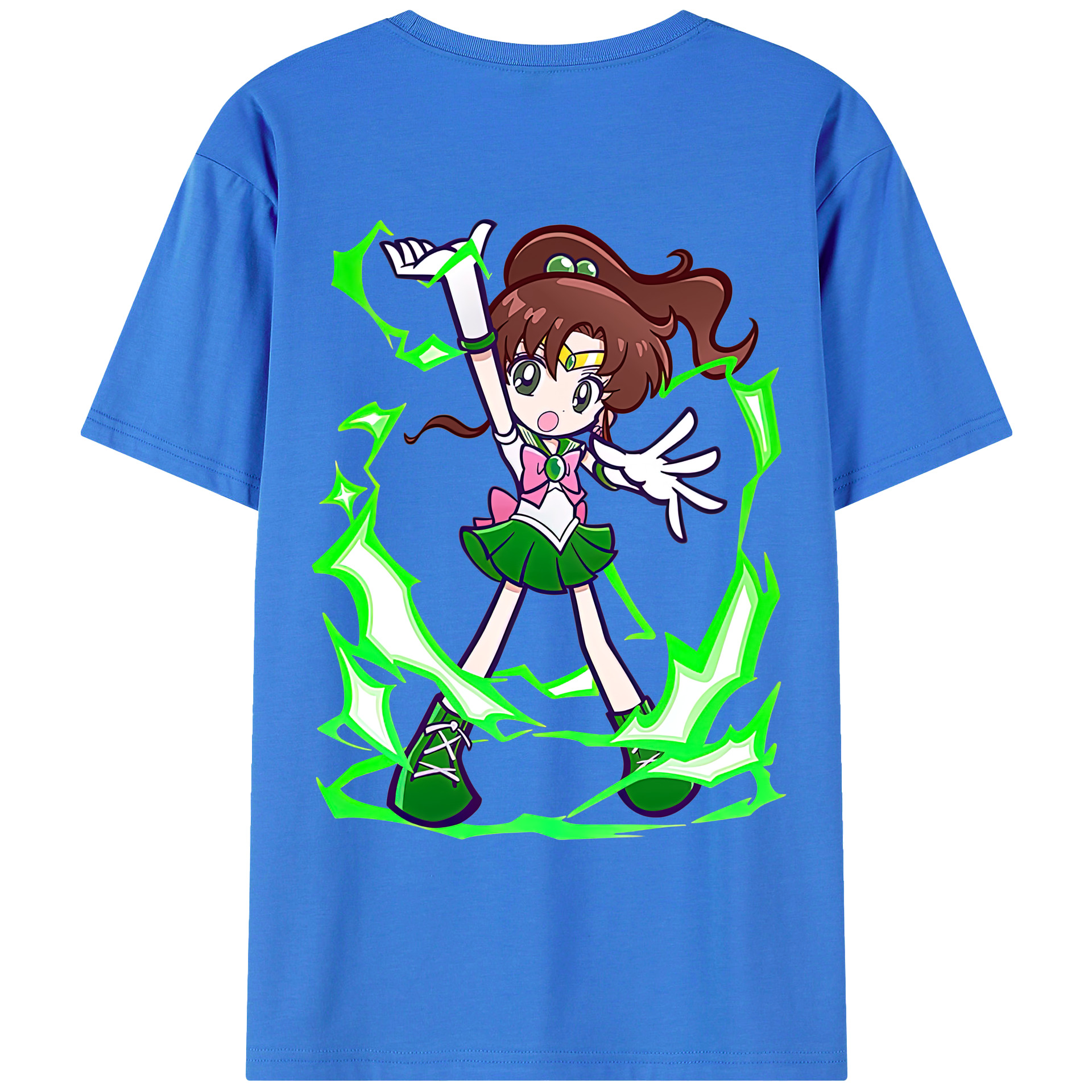 （画像用） 美少女戦士セーラームーン 木野 まこと きの まこと Sailor Moon Kino Makoto （セーラージュピター；Sailor Jupiter） 綿100％ メンズ半袖Tシャツ（バックプリント） 通気性