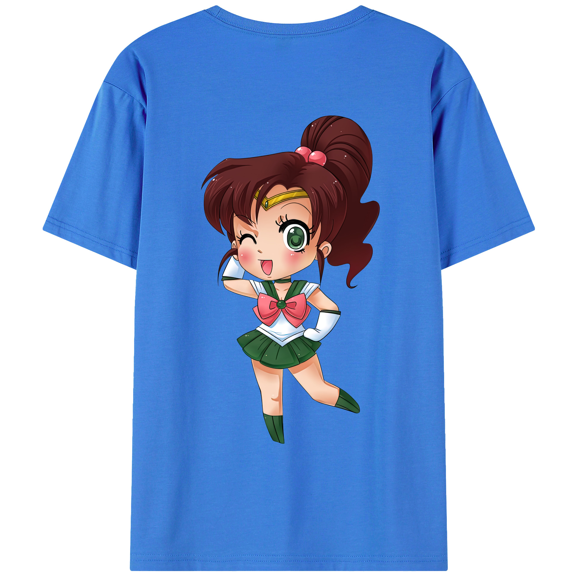 （画像用） 美少女戦士セーラームーン 木野 まこと きの まこと Sailor Moon Kino Makoto （セーラージュピター；Sailor Jupiter） 綿100％ メンズ半袖Tシャツ（バックプリント） 通気性