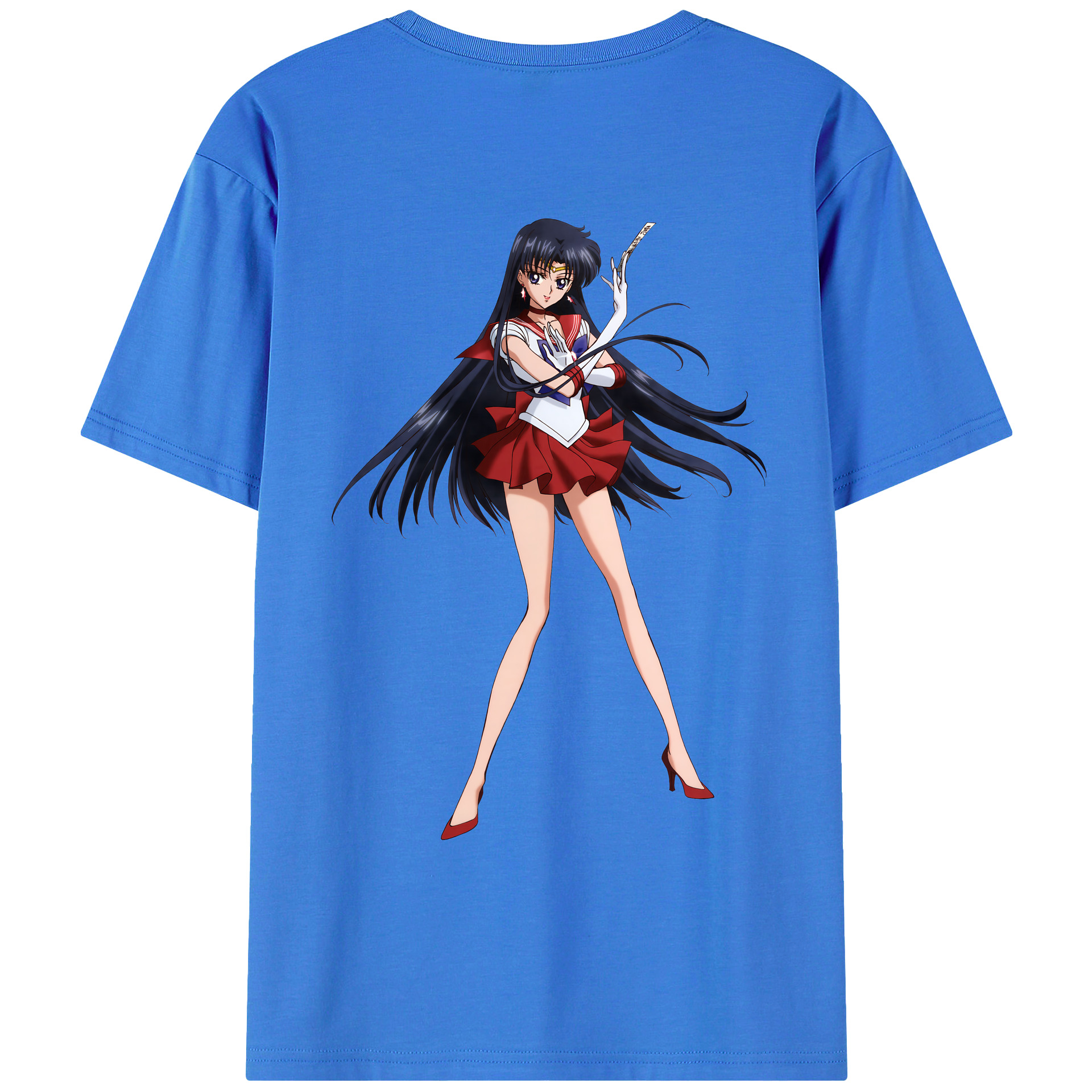 （画像用） 美少女戦士セーラームーン 火野レイ ひの レイ Sailor Moon Hino Rei （セーラーマーズ,Sailor Mars） 綿100％ メンズ半袖Tシャツ（バックプリント） 通気性