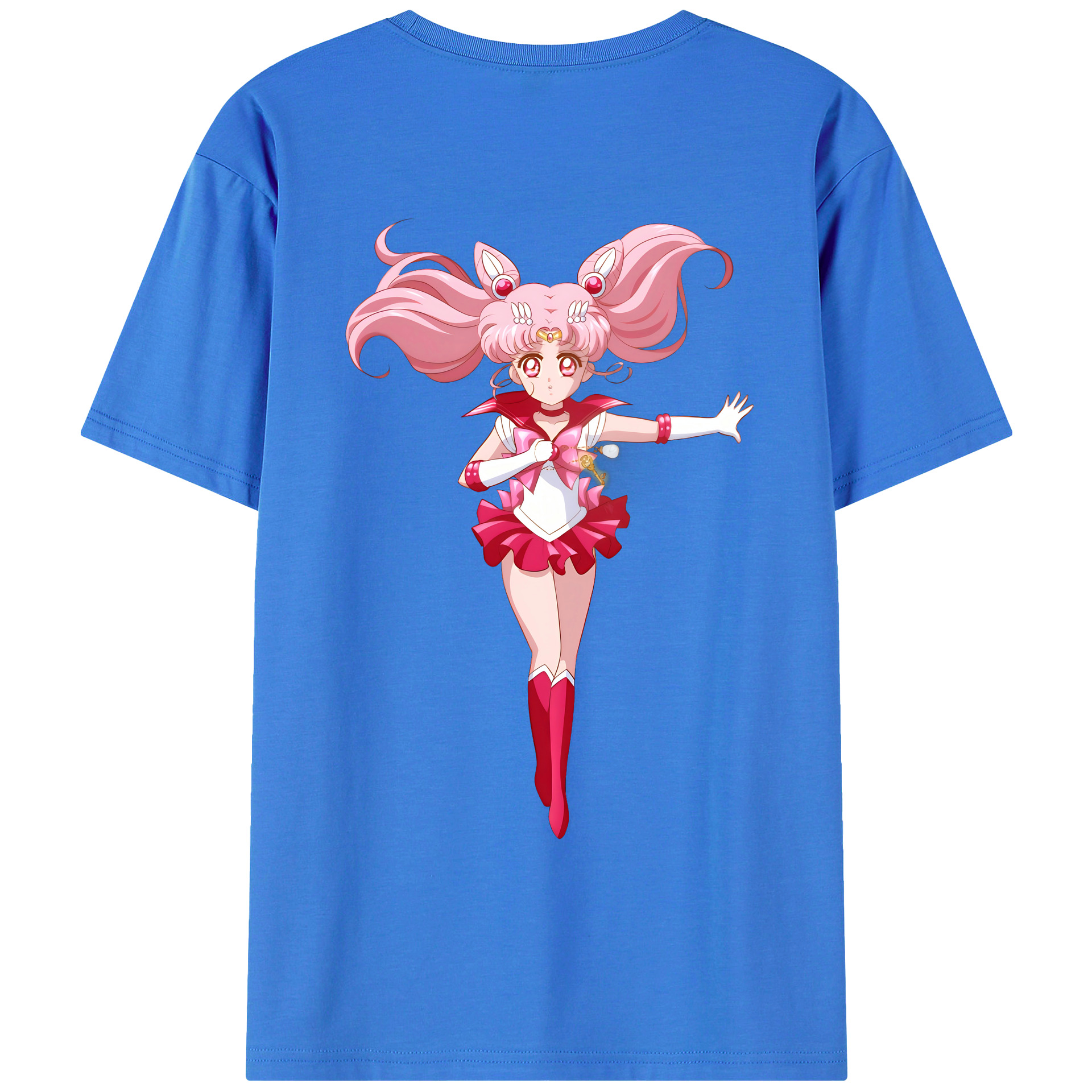 （画像用） 美少女戦士セーラームーン ちびうさ Sailor Moon Chibiusa Tsukino Usagi Small Lady Serenity 綿100％ メンズ半袖Tシャツ（バックプリント） 通気性