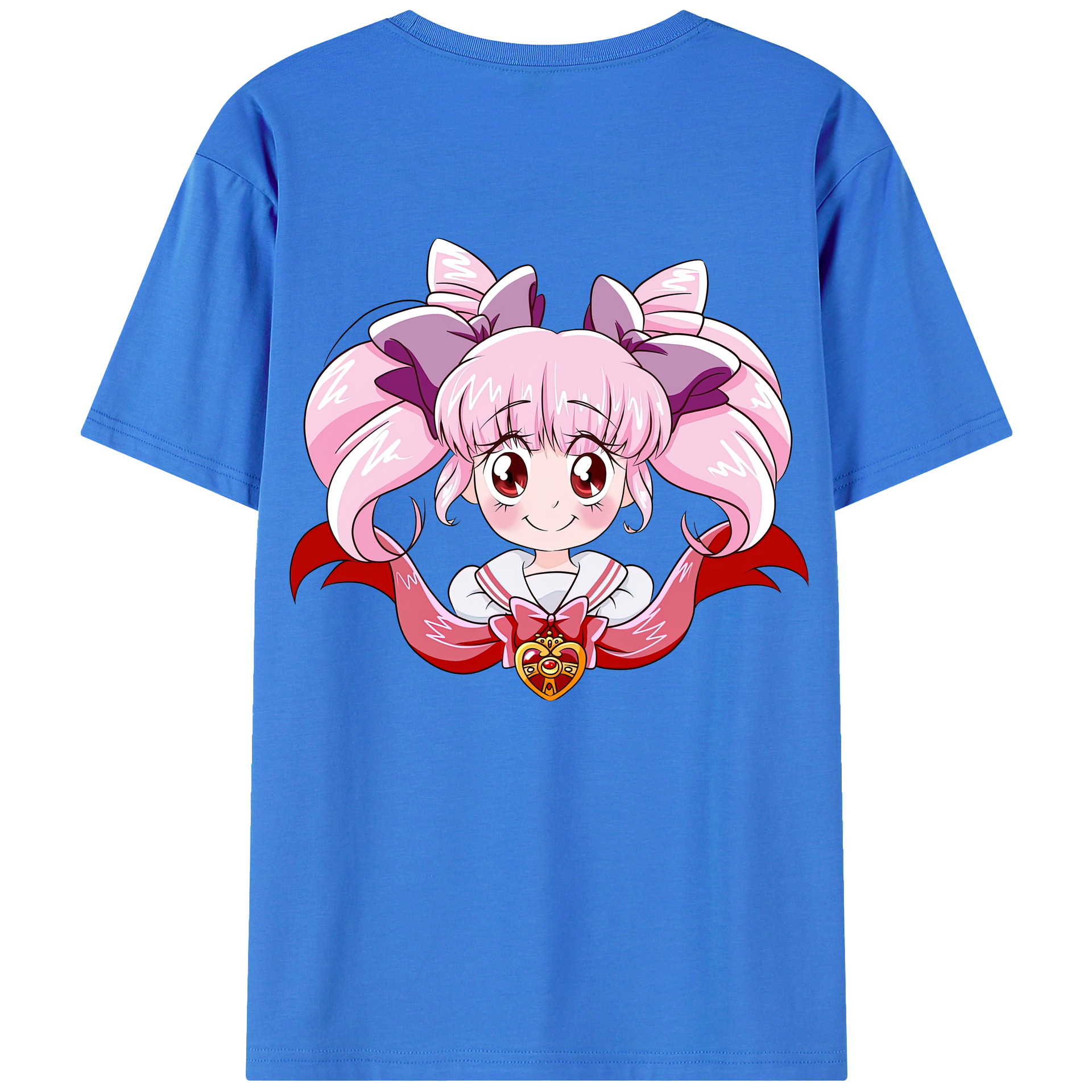 （画像用） 美少女戦士セーラームーン ちびうさ Sailor Moon Chibiusa Tsukino Usagi Small Lady Serenity 綿100％ メンズ半袖Tシャツ（バックプリント） 通気性