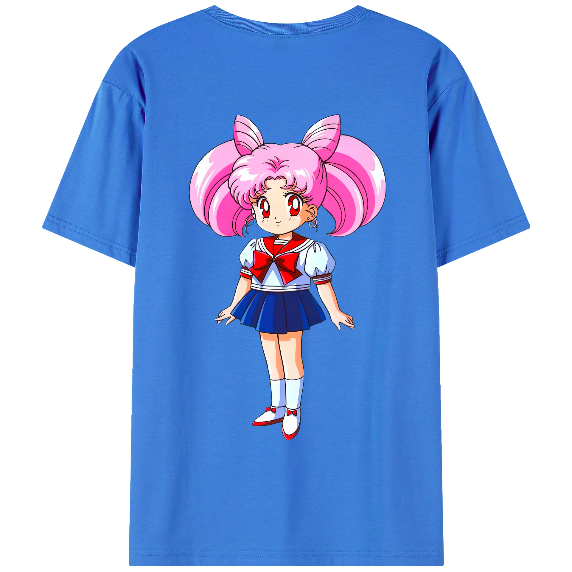 （画像用） 美少女戦士セーラームーン ちびうさ Sailor Moon Chibiusa Tsukino Usagi Small Lady Serenity 綿100％ メンズ半袖Tシャツ（バックプリント） 通気性