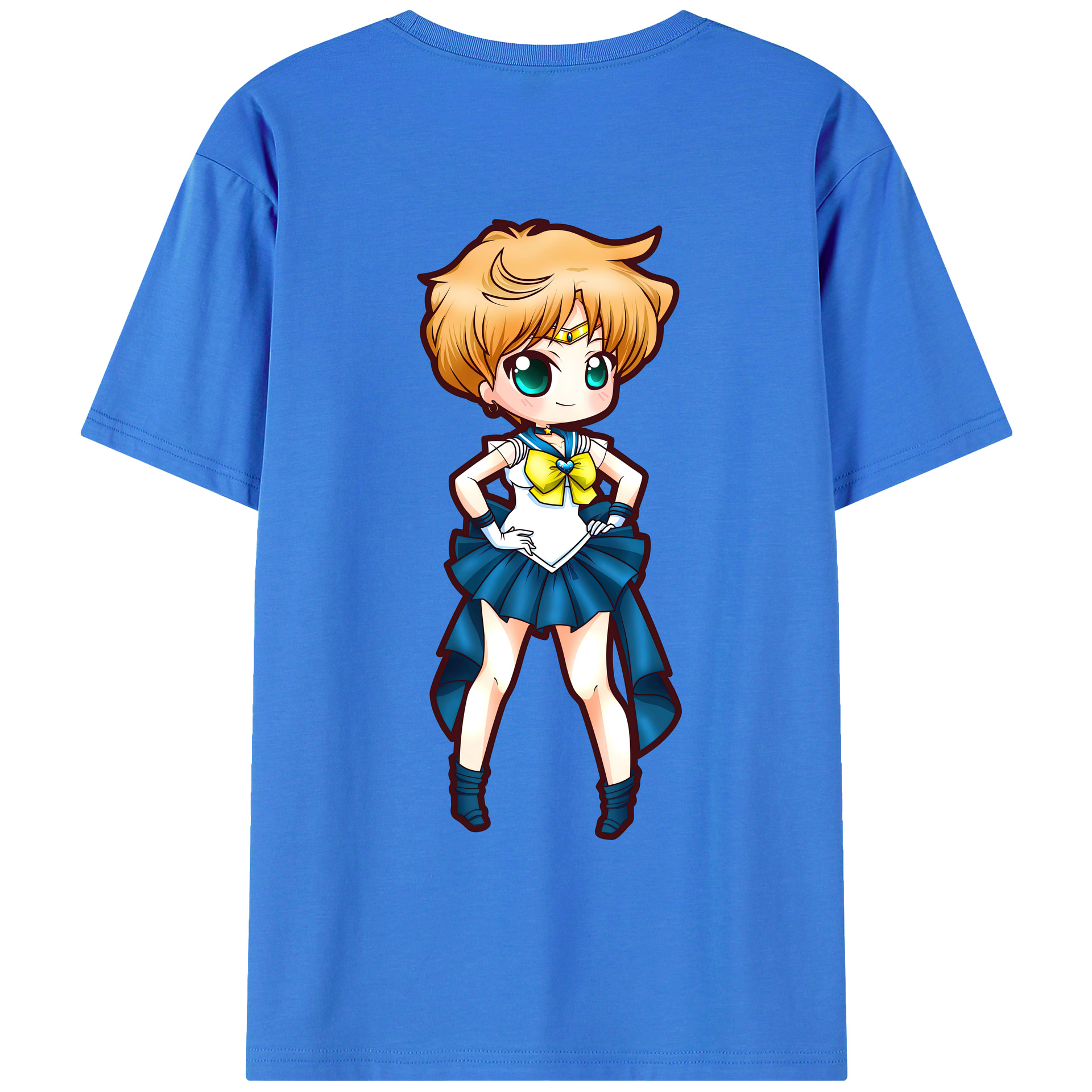 （画像用） 美少女戦士セーラームーン 天王はるか Sailor Moon Tenoh Haruka 綿100％ メンズ半袖Tシャツ（バックプリント） 通気性