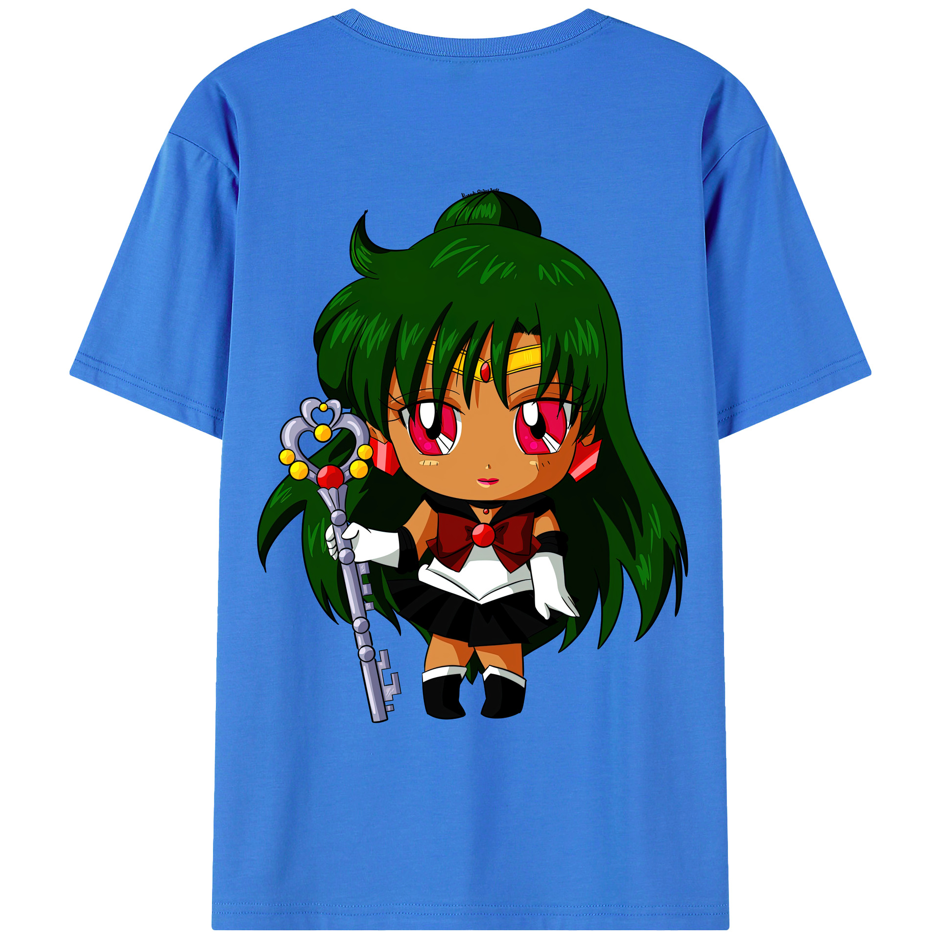 （画像用） 美少女戦士セーラームーン 冥王せつな Sailor Moon Meiou Setsuna 綿100％ メンズ半袖Tシャツ（バックプリント） 通気性