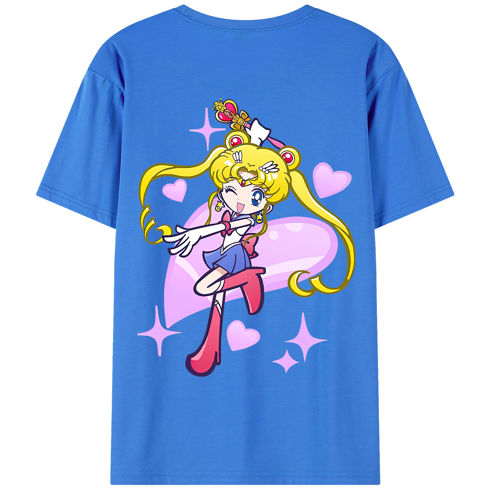 （画像用） 美少女戦士セーラームーン 月野 うさぎ つきの うさぎ Sailor Moon Tsukino Usagi 綿100％ メンズ半袖Tシャツ（バックプリント） 通気性
