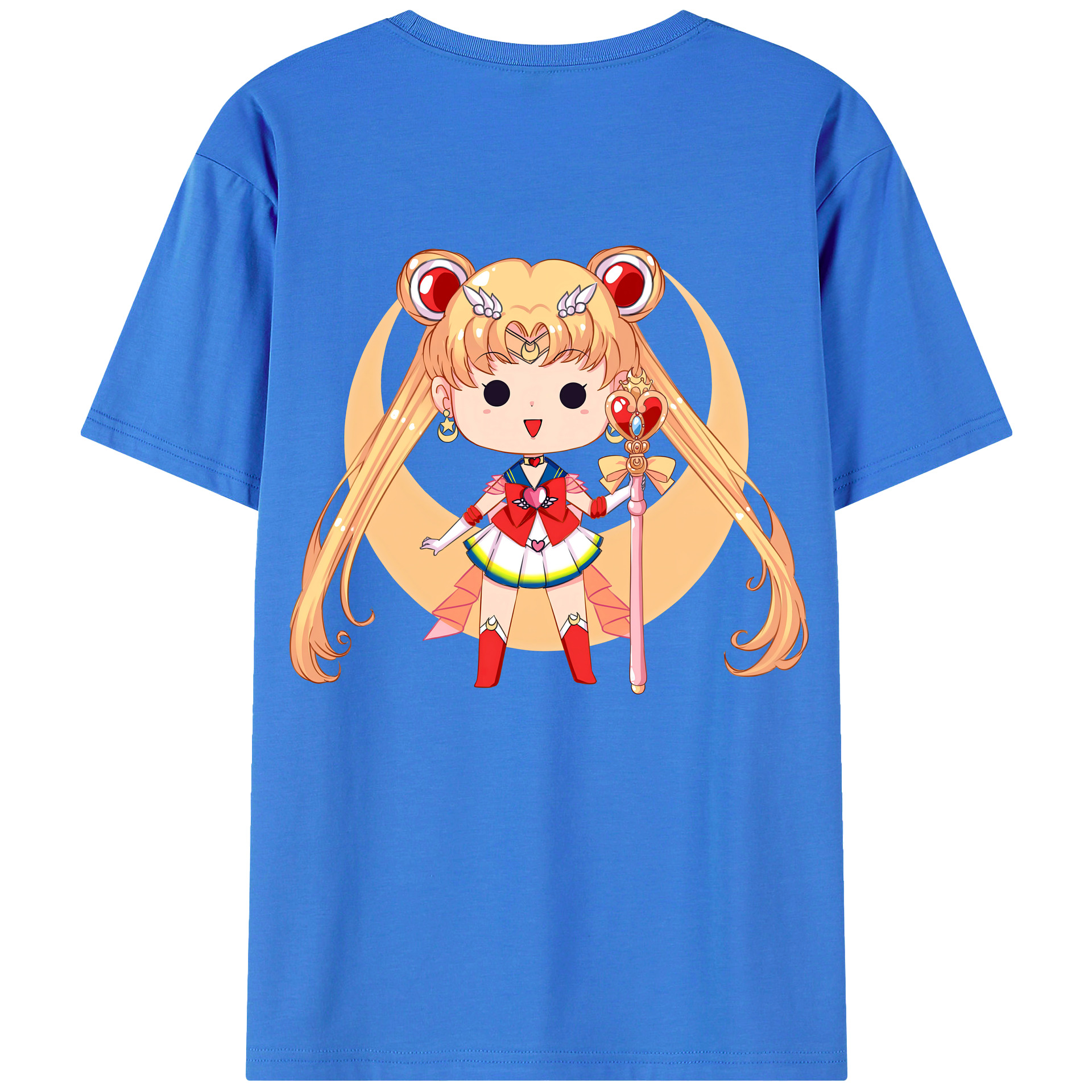 （画像用） 美少女戦士セーラームーン 月野 うさぎ つきの うさぎ Sailor Moon Tsukino Usagi 綿100％ メンズ半袖Tシャツ（バックプリント） 通気性