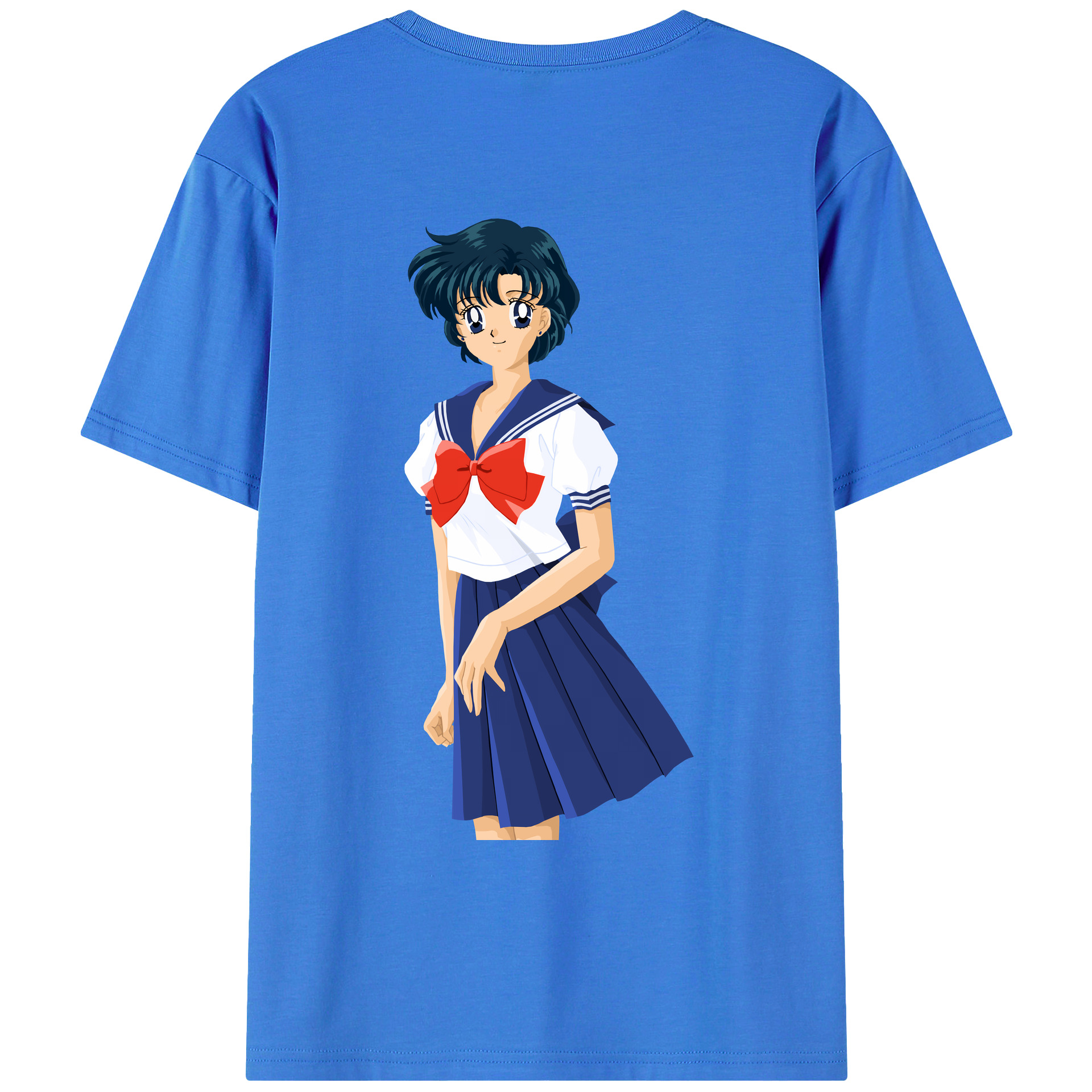 （画像用） 美少女戦士セーラームーン 水野 亜美 みずの あみ Sailor Moon Mizuno Ami 綿100％ メンズ半袖Tシャツ（バックプリント） 通気性
