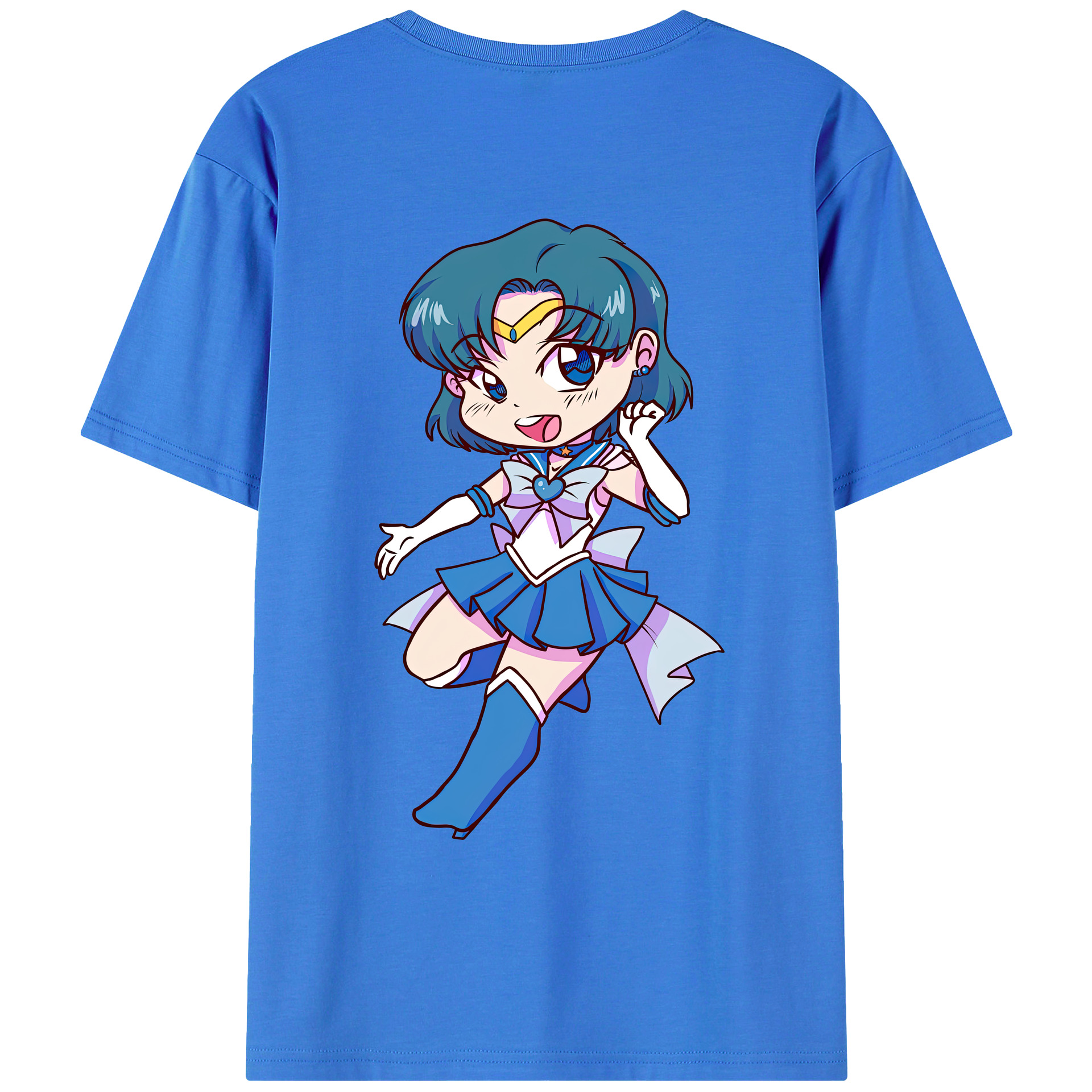 （画像用） 美少女戦士セーラームーン 水野 亜美 みずの あみ Sailor Moon Mizuno Ami 綿100％ メンズ半袖Tシャツ（バックプリント） 通気性