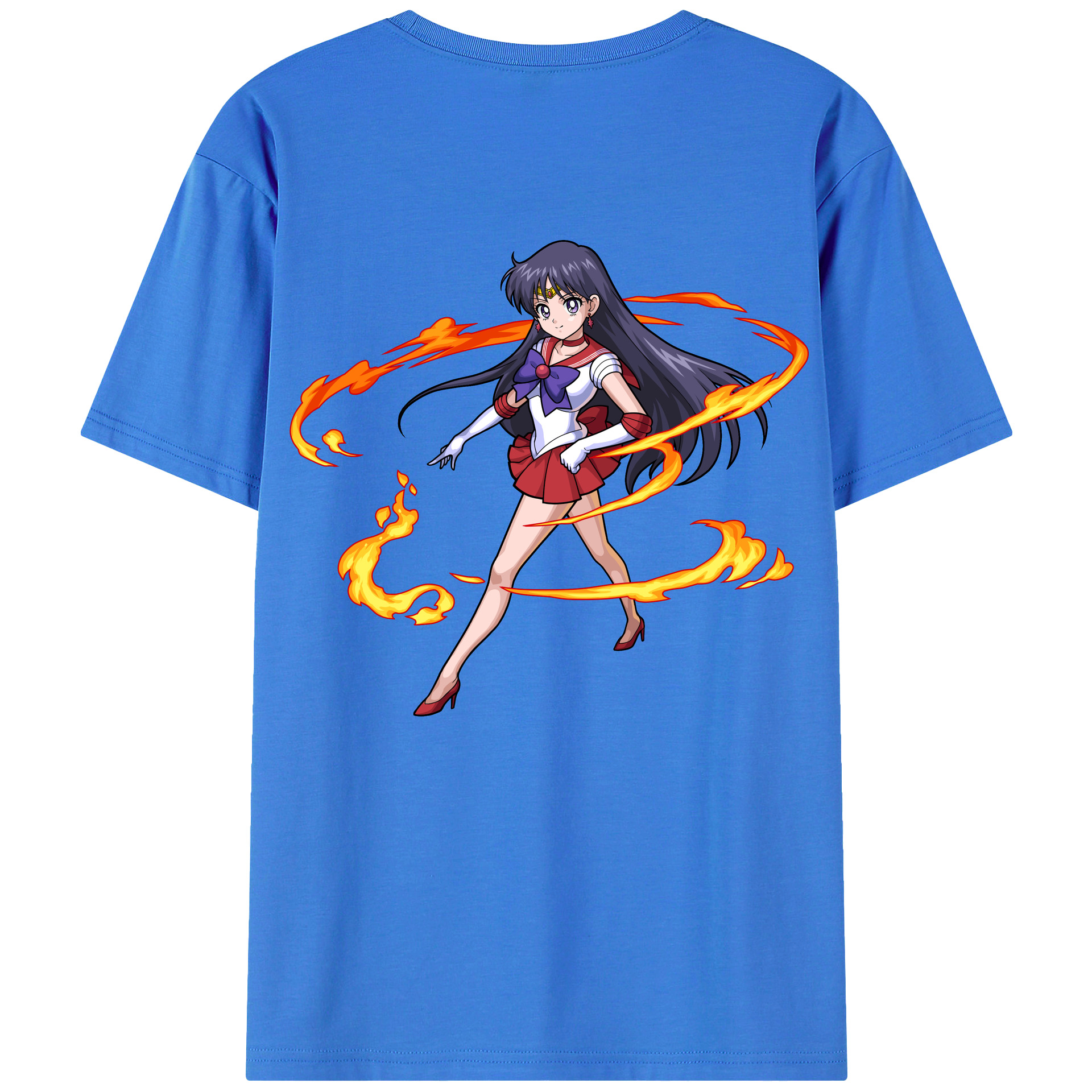 （画像用） 美少女戦士セーラームーン 火野レイ ひの レイ Sailor Moon Hino Rei （セーラーマーズ,Sailor Mars） 綿100％ メンズ半袖Tシャツ（バックプリント） 通気性