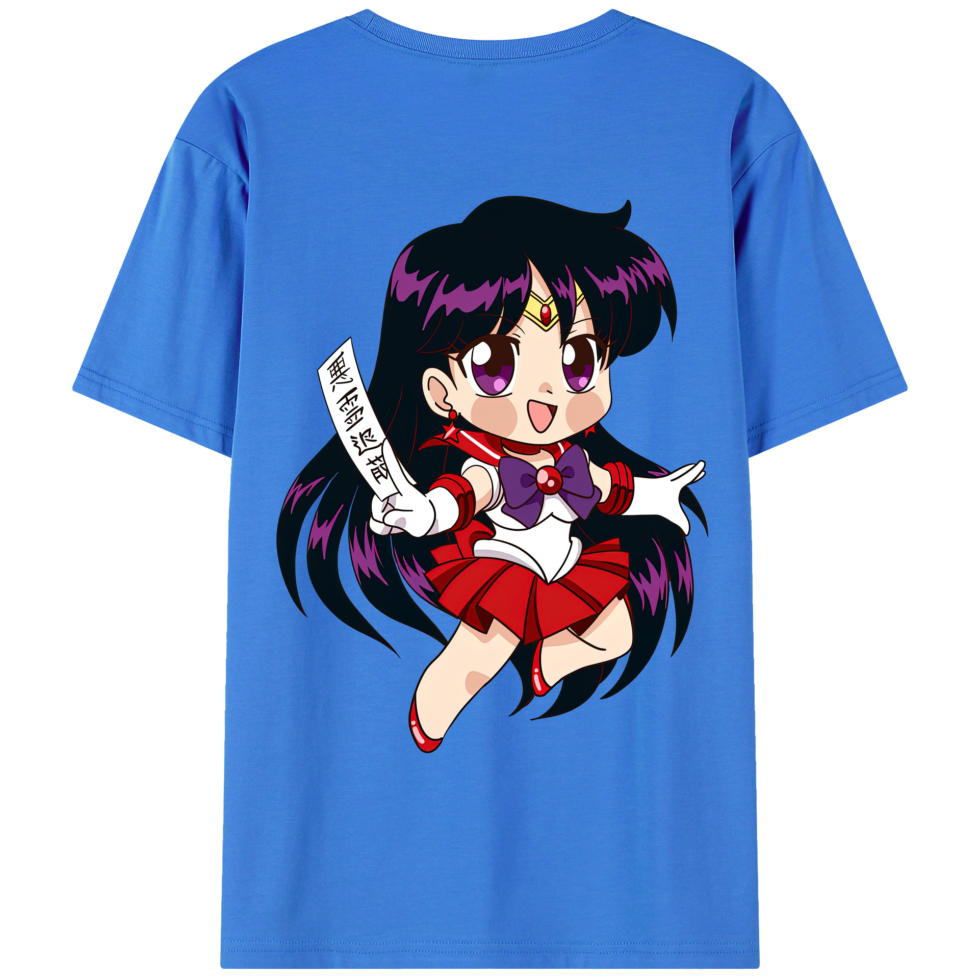 （画像用） 美少女戦士セーラームーン 火野レイ ひの レイ Sailor Moon Hino Rei （セーラーマーズ,Sailor Mars） 綿100％ メンズ半袖Tシャツ（バックプリント） 通気性