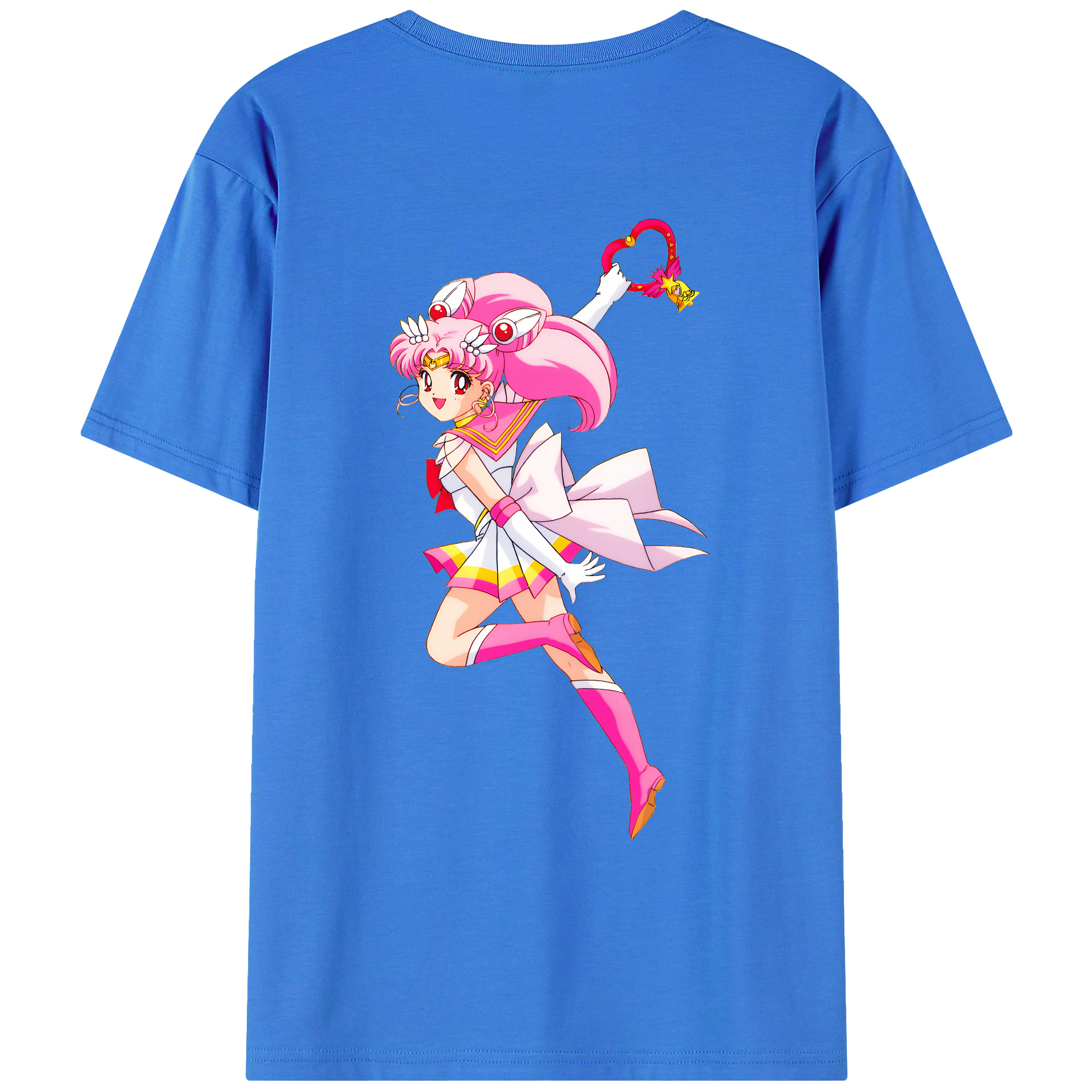 （画像用） 美少女戦士セーラームーン ちびうさ Sailor Moon Chibiusa Tsukino Usagi Small Lady Serenity 綿100％ メンズ半袖Tシャツ（バックプリント） 通気性