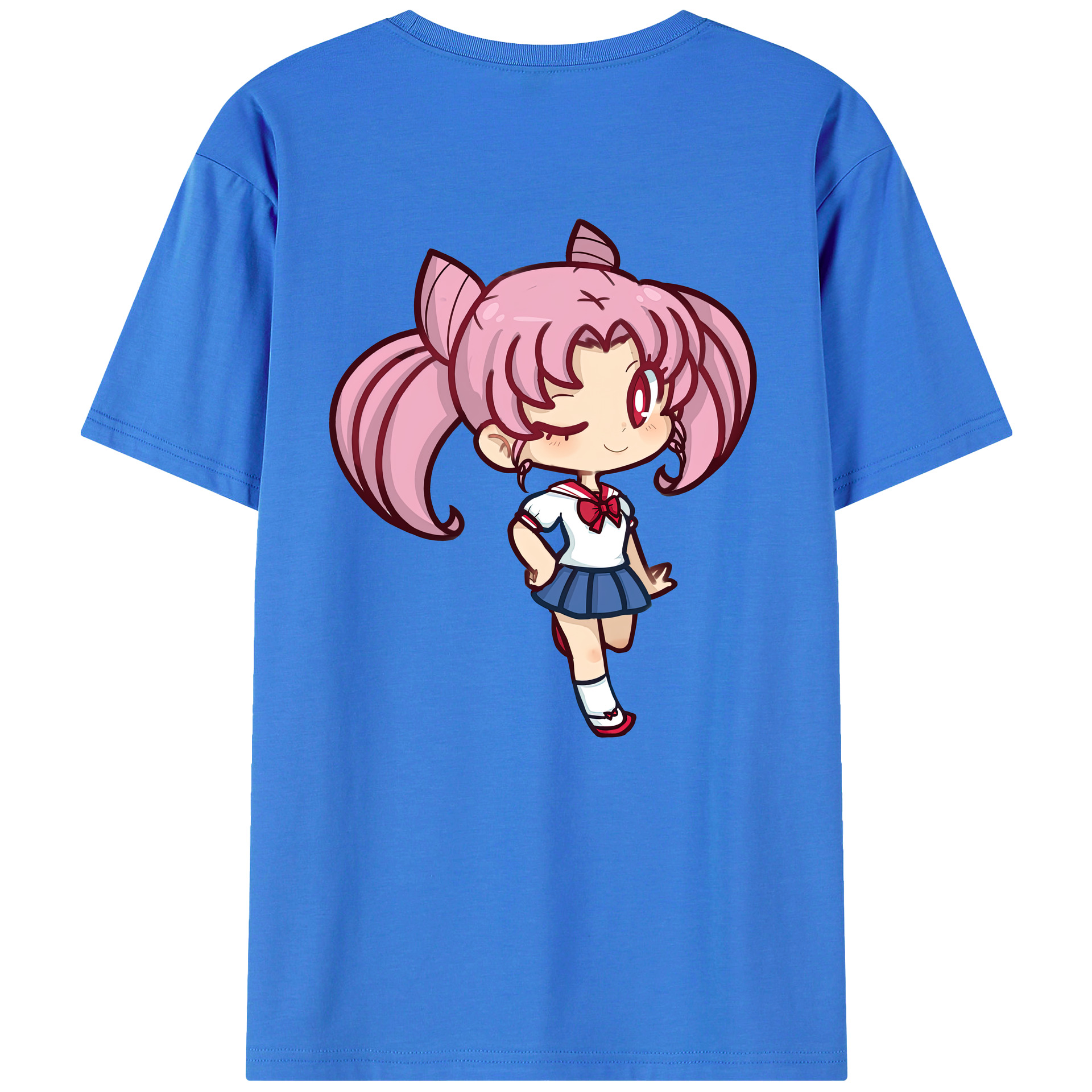 （画像用） 美少女戦士セーラームーン ちびうさ Sailor Moon Chibiusa Tsukino Usagi Small Lady Serenity 綿100％ メンズ半袖Tシャツ（バックプリント） 通気性