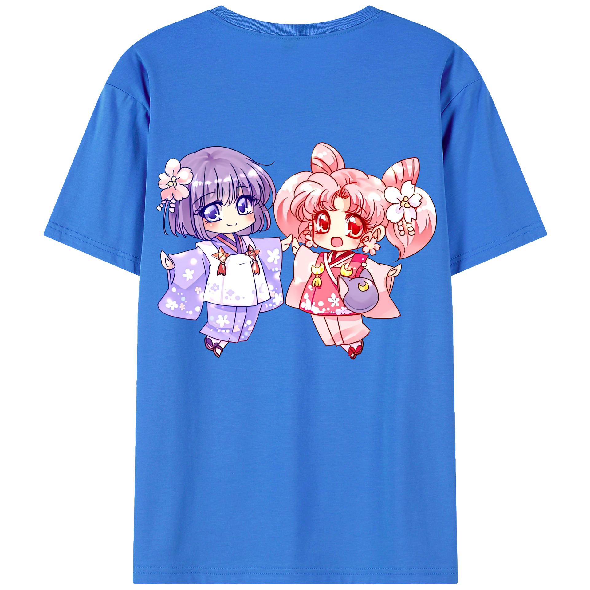（画像用） 美少女戦士セーラームーン ちびうさ Sailor Moon Chibiusa Tsukino Usagi Small Lady Serenity 綿100％ メンズ半袖Tシャツ（バックプリント） 通気性
