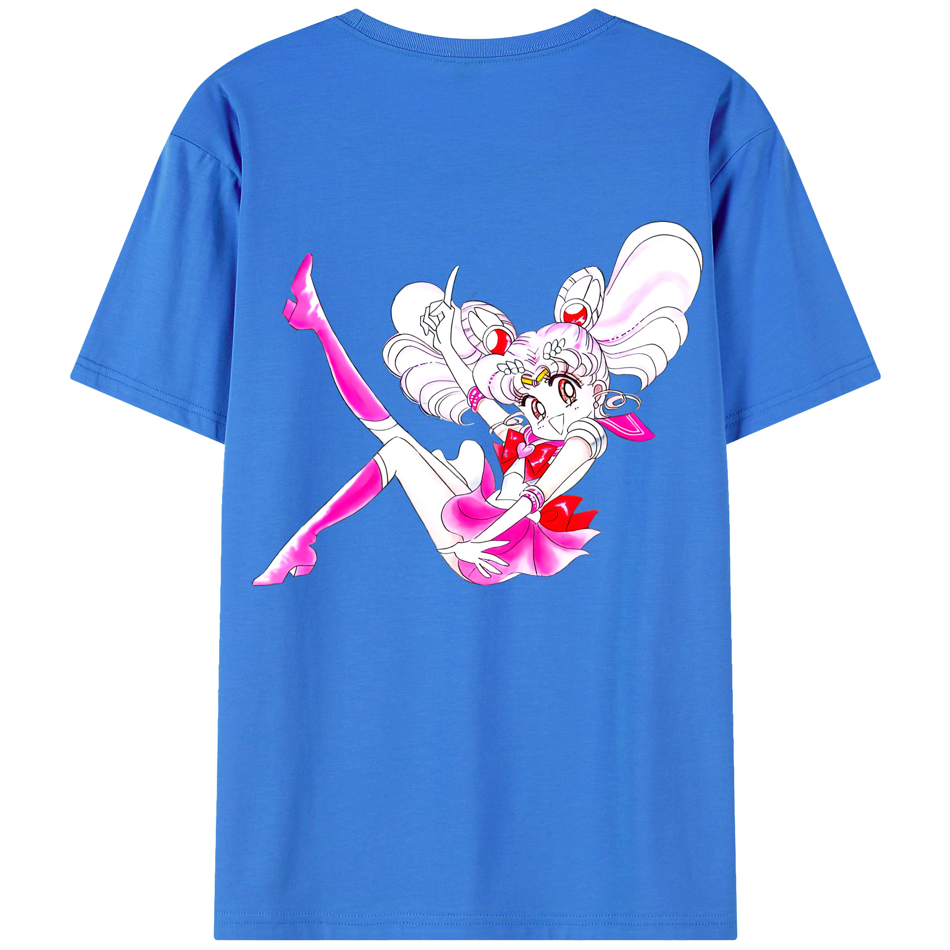 （画像用） 美少女戦士セーラームーン ちびうさ Sailor Moon Chibiusa Tsukino Usagi Small Lady Serenity 綿100％ メンズ半袖Tシャツ（バックプリント） 通気性