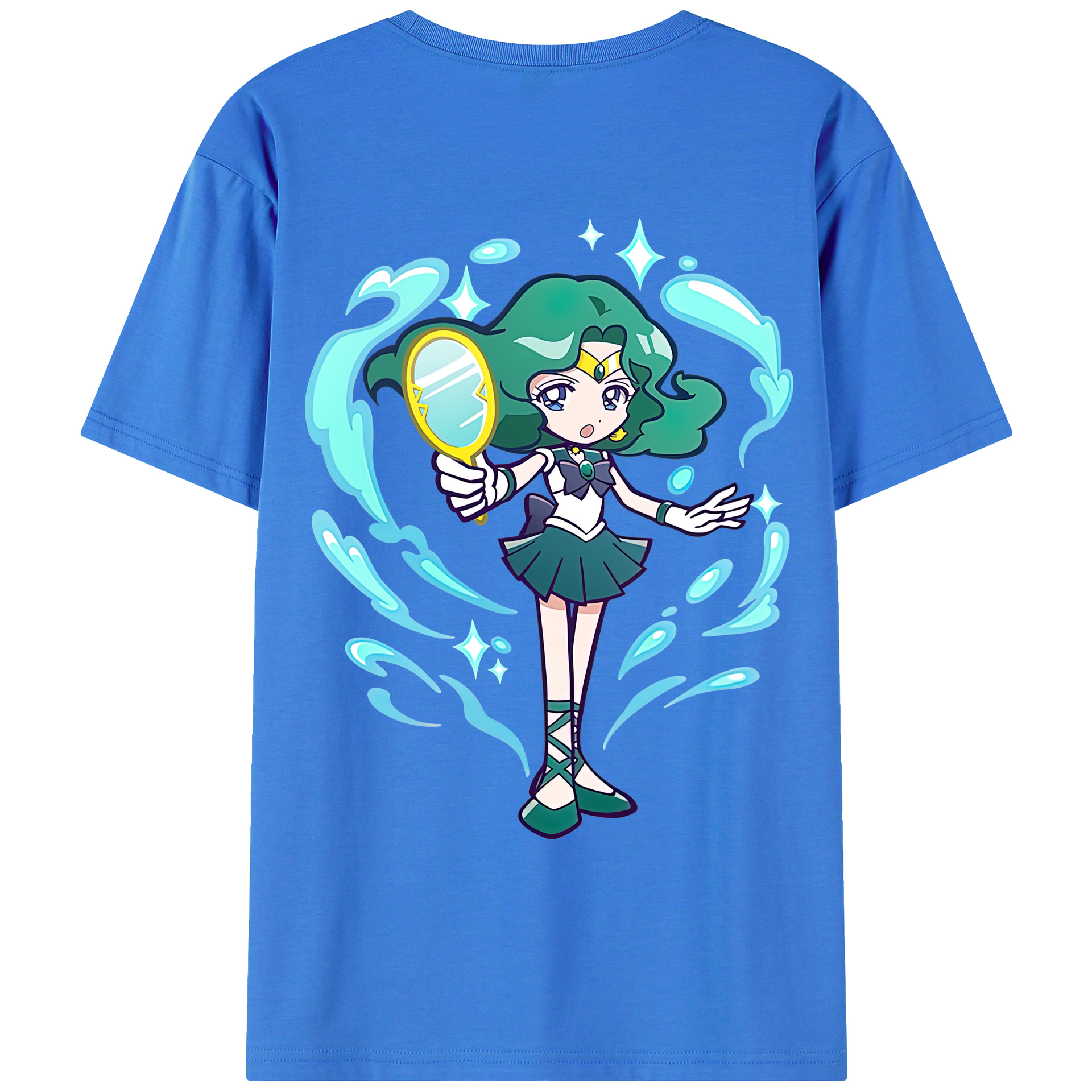 （画像用） 美少女戦士セーラームーン 海王 みちる（かいおう みちる） Sailor Moon Kaiou Michiru 綿100％ メンズ半袖Tシャツ（バックプリント） 通気性