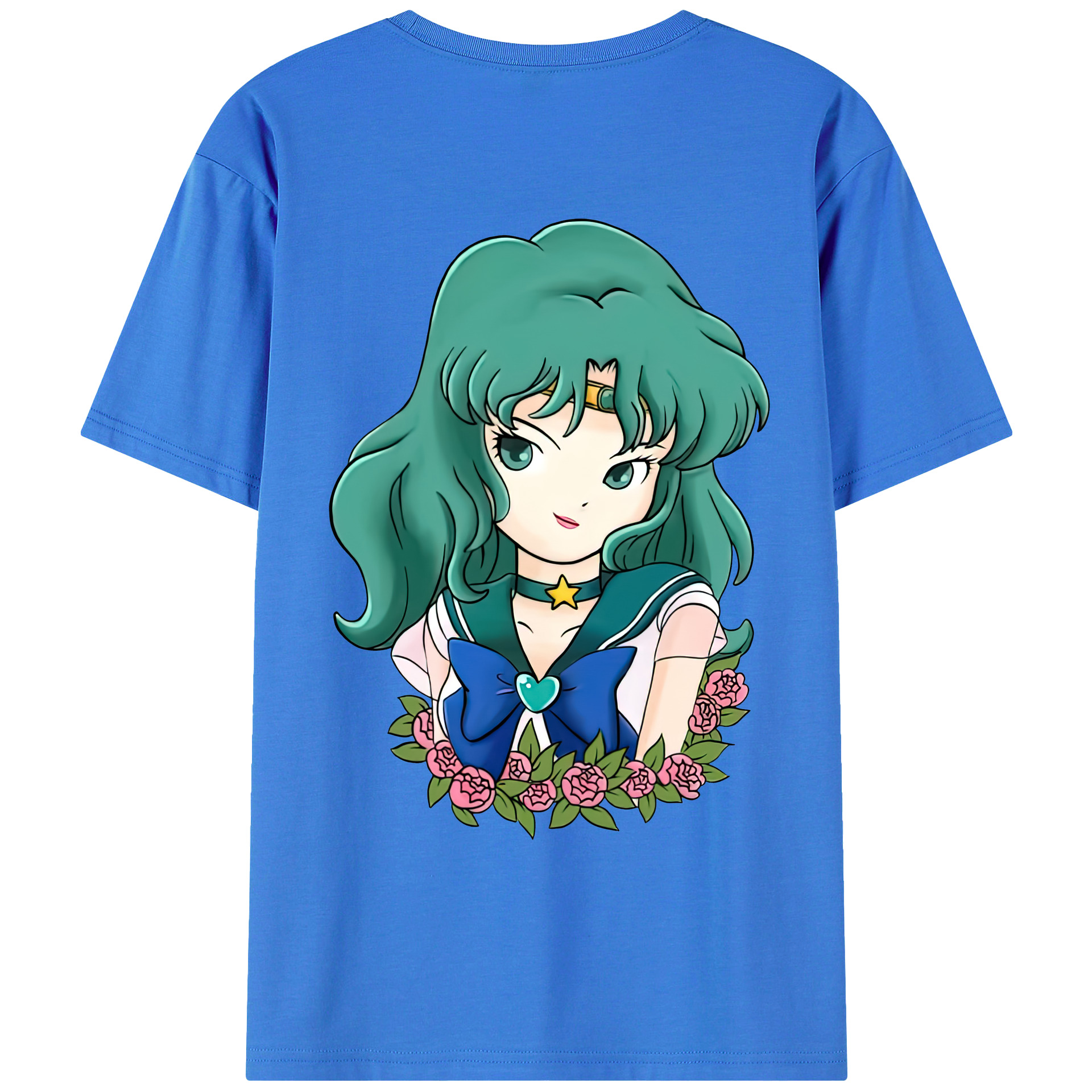 （画像用） 美少女戦士セーラームーン 海王 みちる（かいおう みちる） Sailor Moon Kaiou Michiru 綿100％ メンズ半袖Tシャツ（バックプリント） 通気性