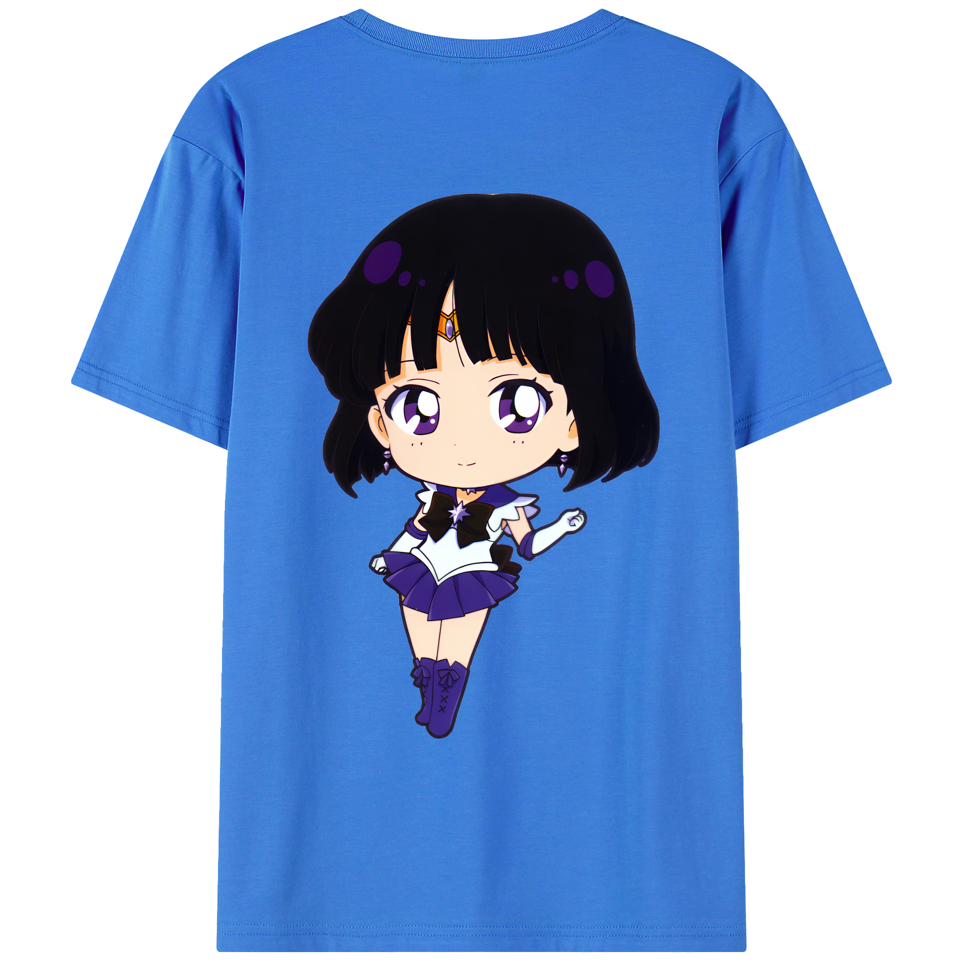 （画像用） 美少女戦士セーラームーン 土萠ほたる Sailor Moon Tomoe Hotaru （セーラーサターン；Sailor Saturn） 綿100％ メンズ半袖Tシャツ（バックプリント） 通気性