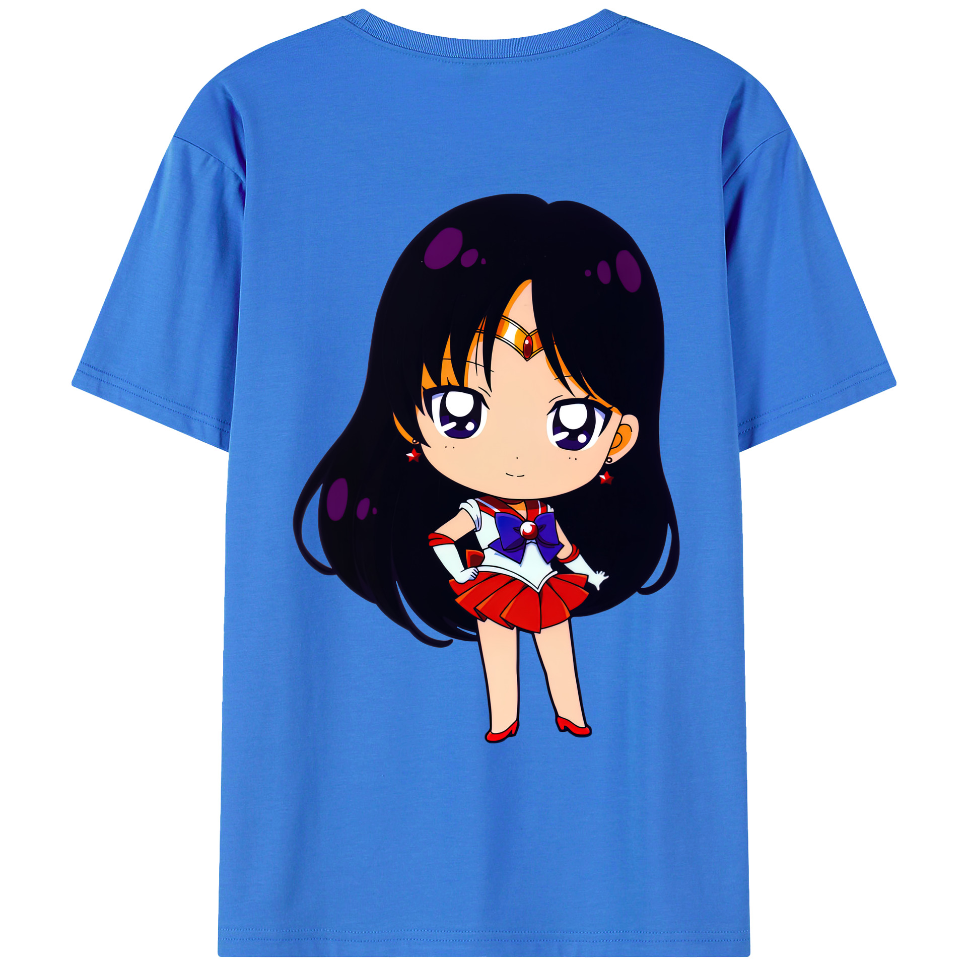 （画像用） 美少女戦士セーラームーン 火野レイ ひの レイ Sailor Moon Hino Rei （セーラーマーズ,Sailor Mars） 綿100％ メンズ半袖Tシャツ（バックプリント） 通気性