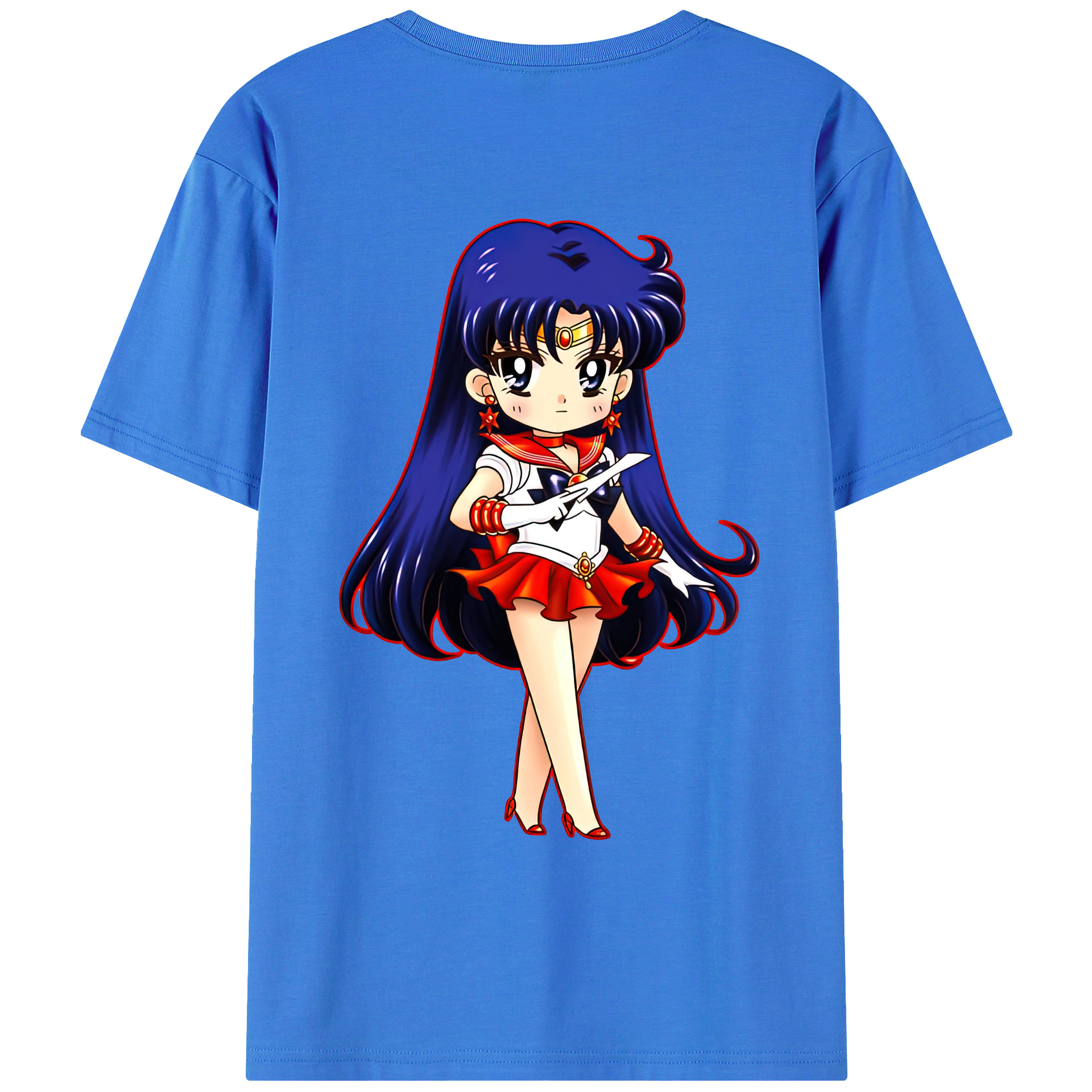 （画像用） 美少女戦士セーラームーン 火野レイ ひの レイ Sailor Moon Hino Rei （セーラーマーズ,Sailor Mars） 綿100％ メンズ半袖Tシャツ（バックプリント） 通気性