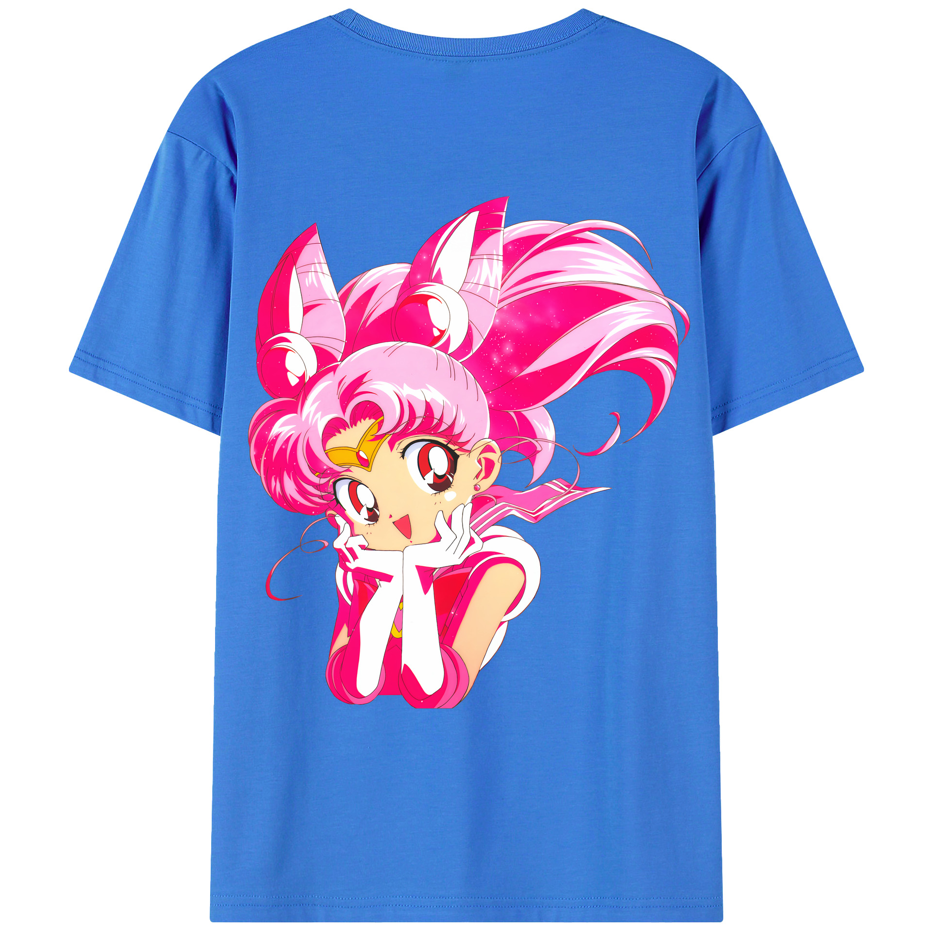 （画像用） 美少女戦士セーラームーン ちびうさ Sailor Moon Chibiusa Tsukino Usagi Small Lady Serenity 綿100％ メンズ半袖Tシャツ（バックプリント） 通気性